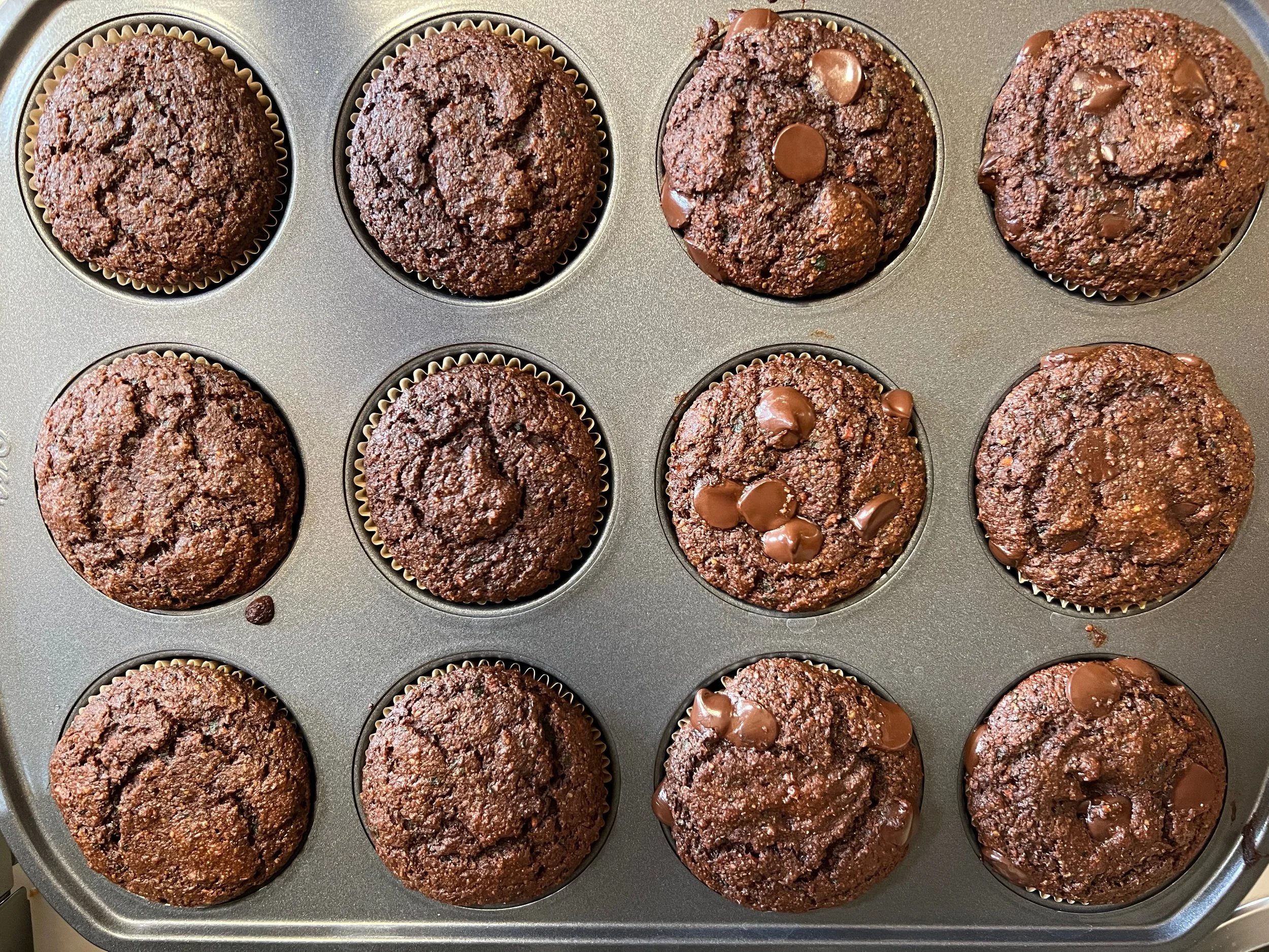 Chocolate Veggie Protein Muffins 