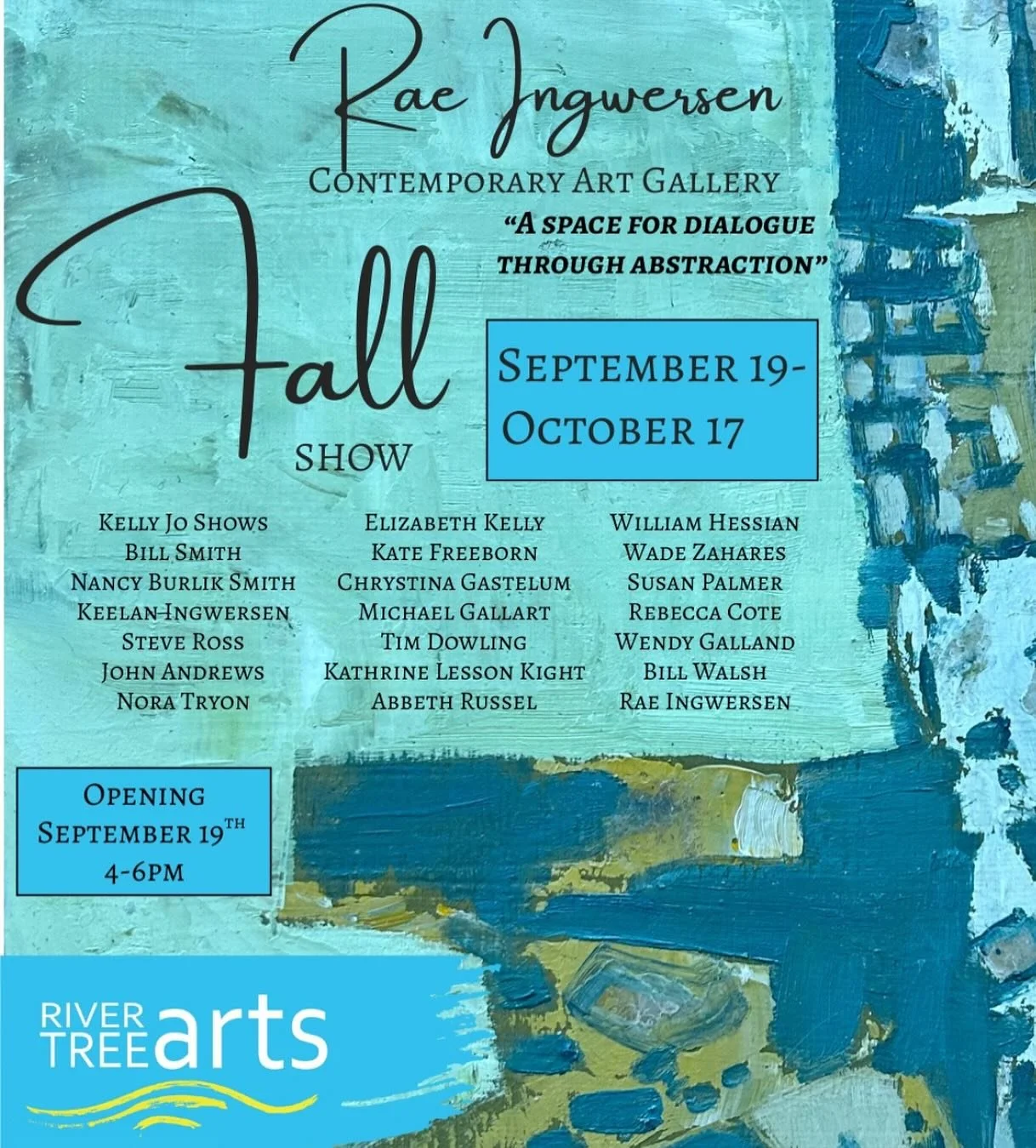 Please join us for the opening reception!! I&rsquo;m sure it will be amazing. @river_tree_arts