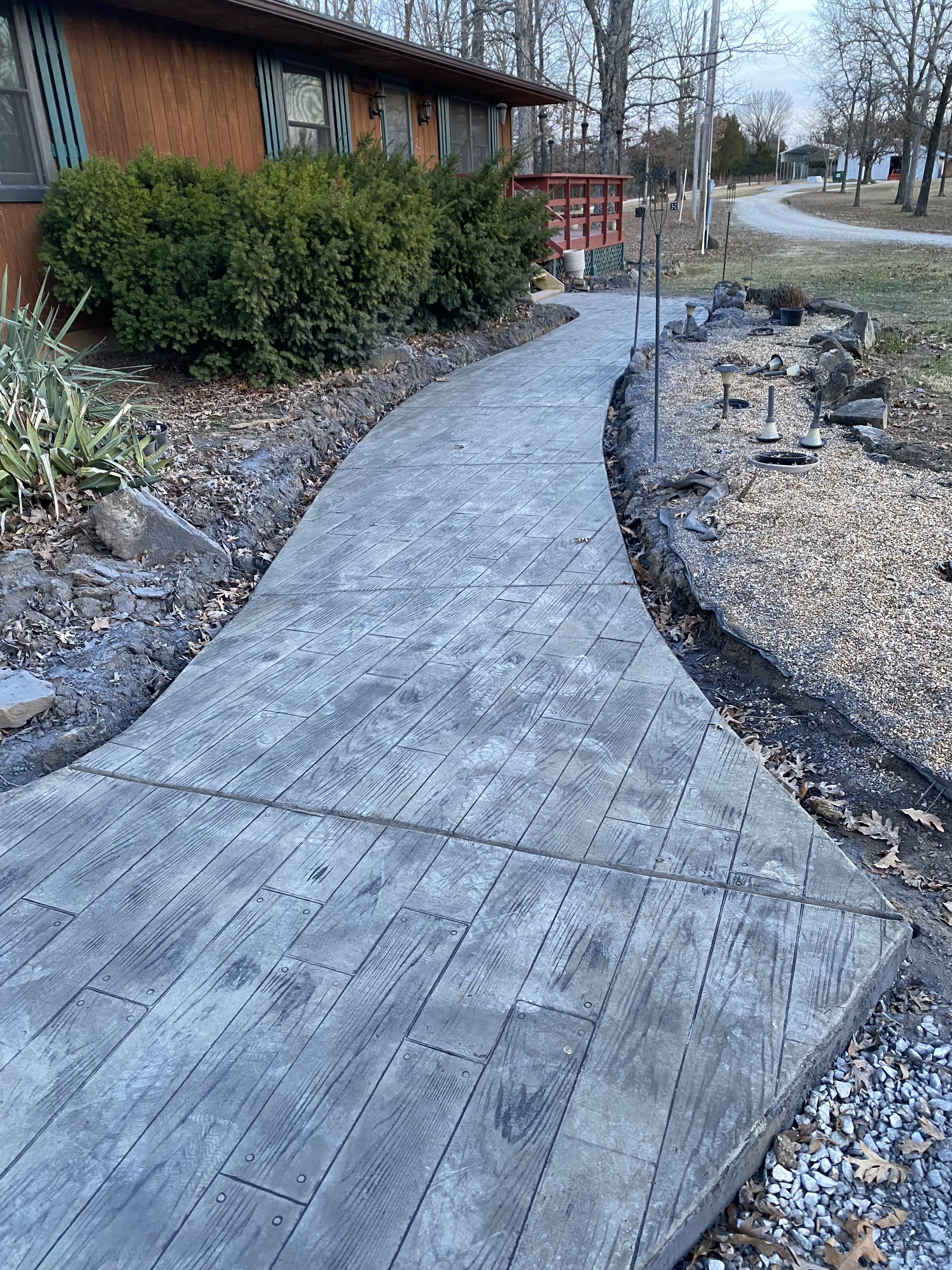 Stamped concrete wooden-style