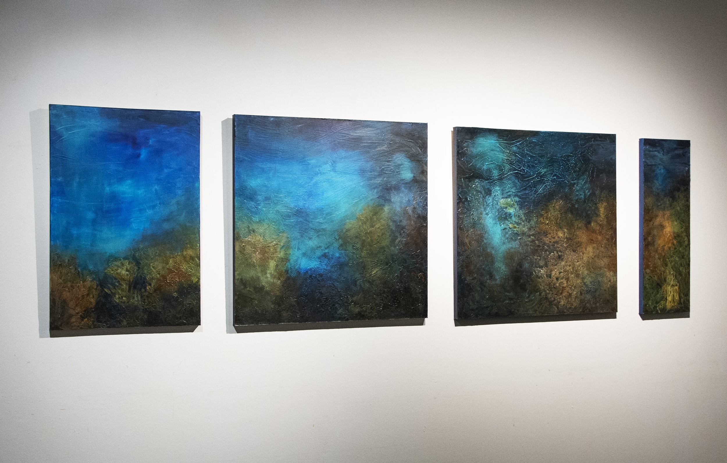 Beneath the Surface.  Oil over Acrylic. 36x110 inches. $10,800.