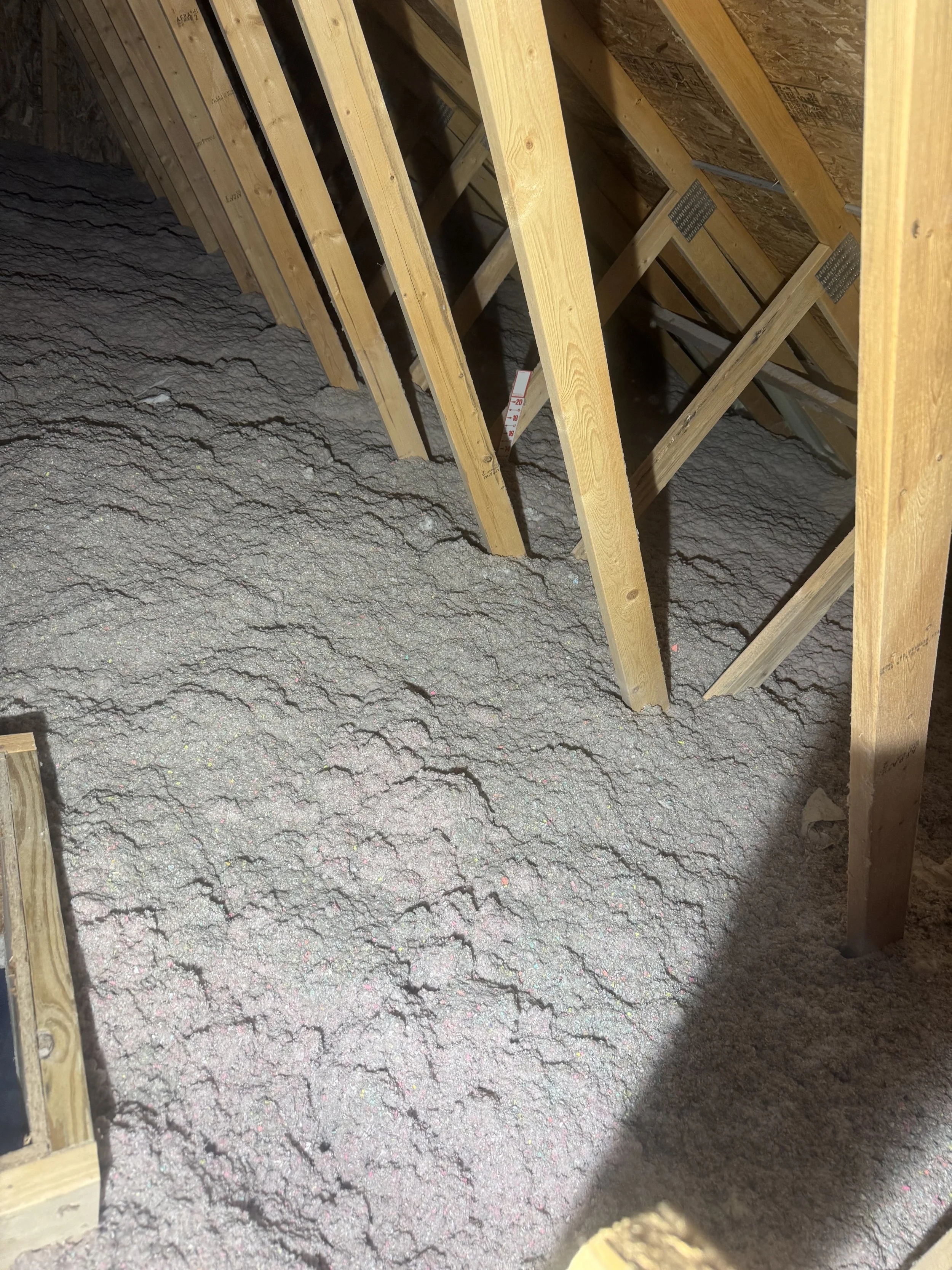 blown cellulose in  an 8/12 pitch vaulted ceiling