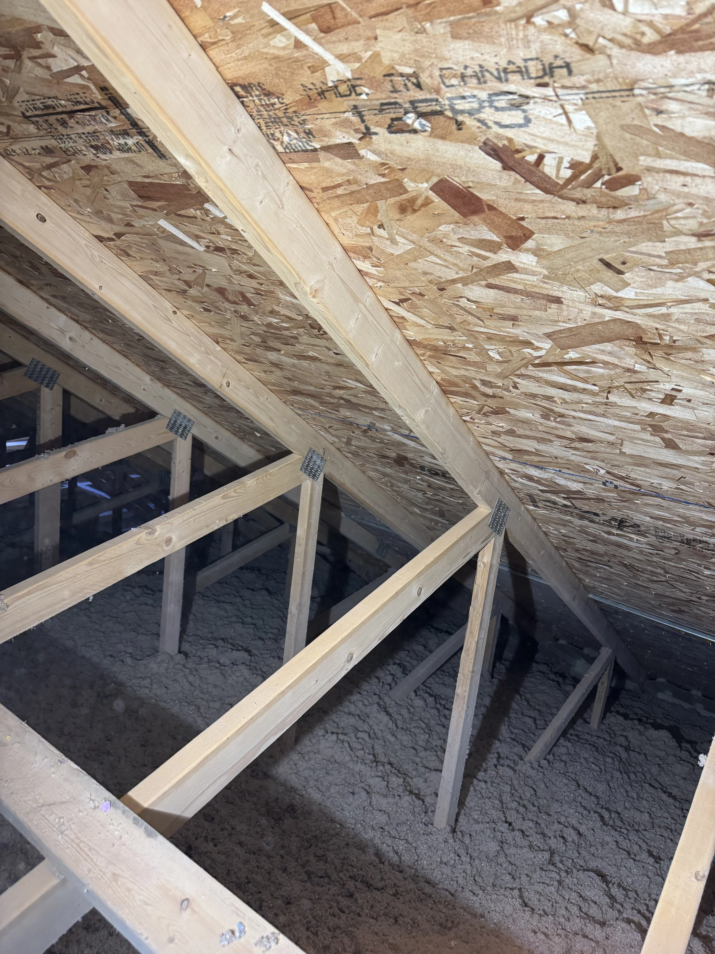 Blown in cellulose in a 6/12 pitch vaulted ceiling