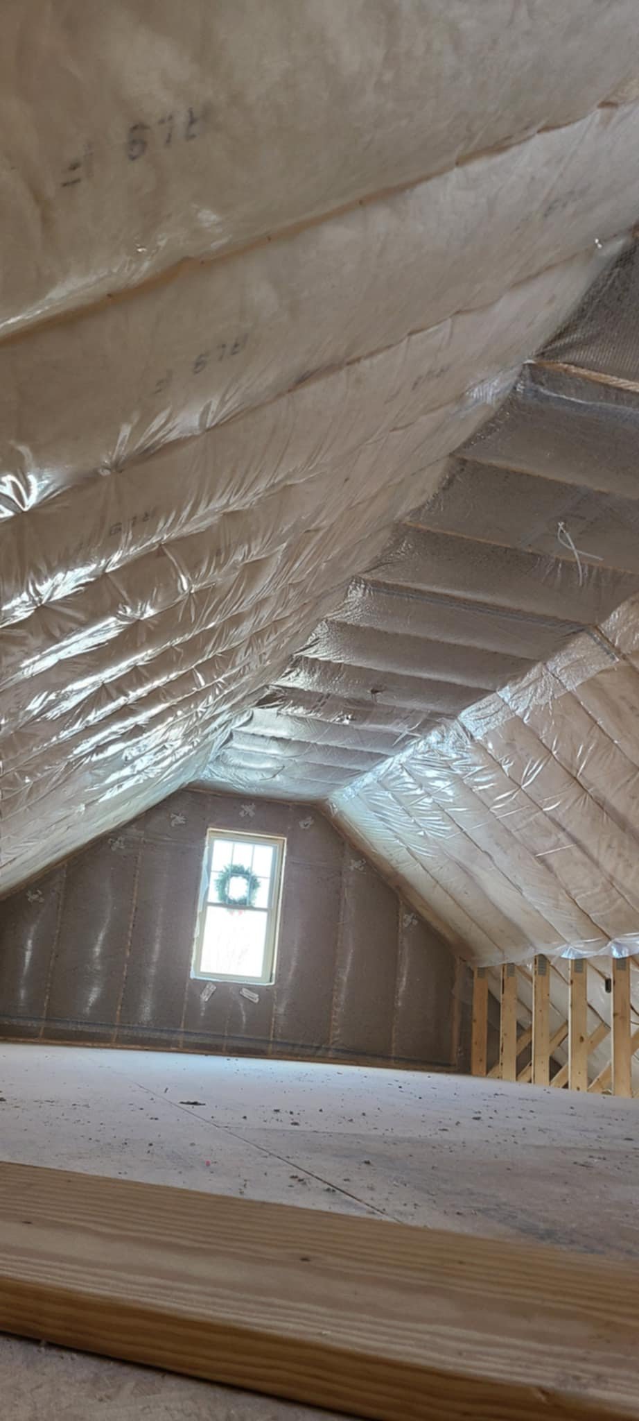 Bib and blown max pack cellulose walls and flat ceiling with fiberglass batting in the angles. 