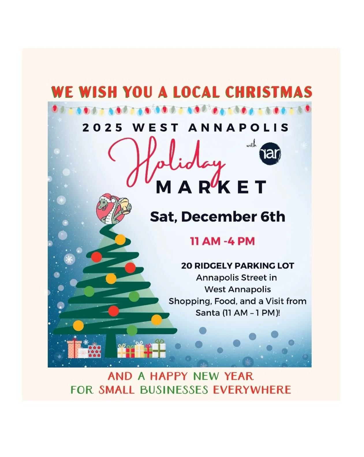 We Wish You a Local Christmas! 🎄
This holiday season, think small&mdash;spread joy and support local artisans and small businesses right here in West Annapolis.
Discover unique handmade treasures, festive treats, and one-of-a-kind gifts at the West 