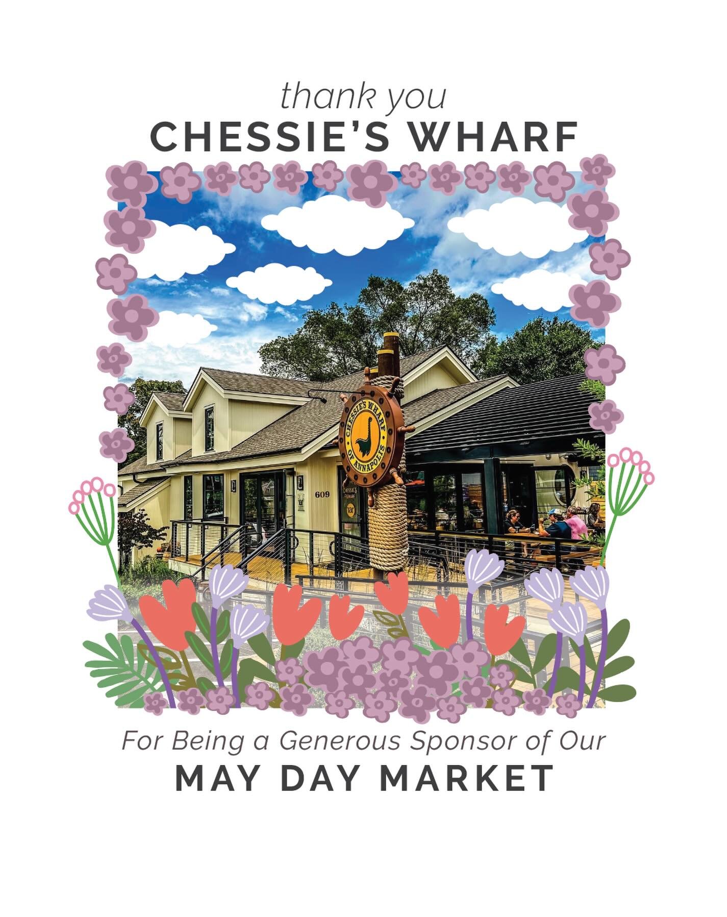 Chessie&rsquo;s helps make it happen!

A huge thank you to our generous neighbors at Chessie&rsquo;s Wharf for being a sponsor of this year&rsquo;s West Annapolis May Day Market! We are so lucky to have such a friendly and supportive business right h