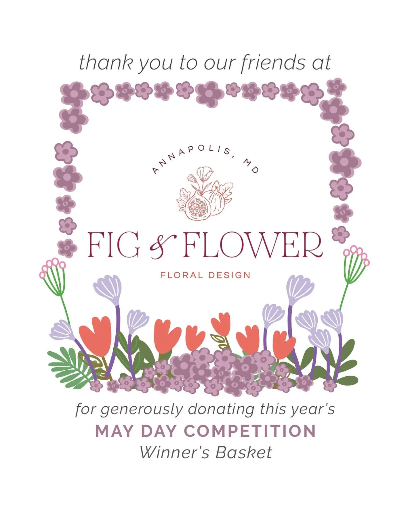 A heartfelt thank you to Fig &amp; Flower in Eastport for generously donating this year&rsquo;s Winner&rsquo;s Basket for the West Annapolis May Day Basket Competition! 🌷

This beautiful prize includes a watering can filled with flowers, a gift cert