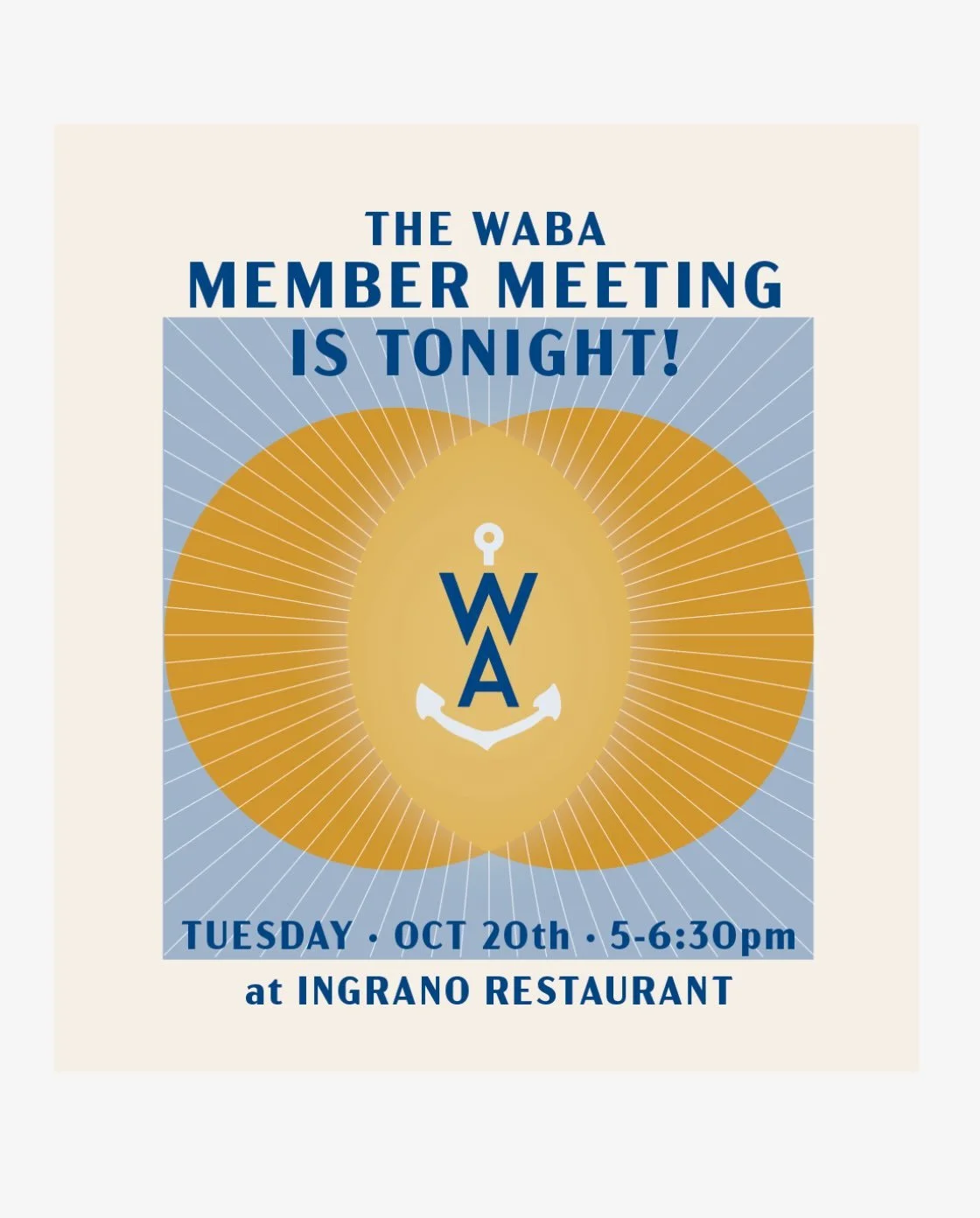 Join us TONIGHT for WABA&rsquo;s October Members &amp; Maybe Members Meeting!

Whether you&rsquo;re already a WABA member or a West Annapolis business owner who&rsquo;s curious about getting involved, we&rsquo;d love to see you! We&rsquo;ll be sharin