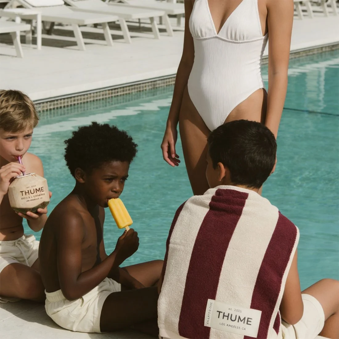 LA family at the THUME pool