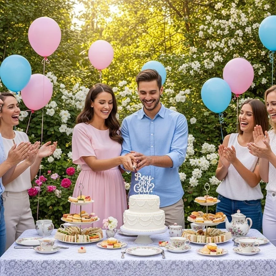gender reveal afternoon tea style