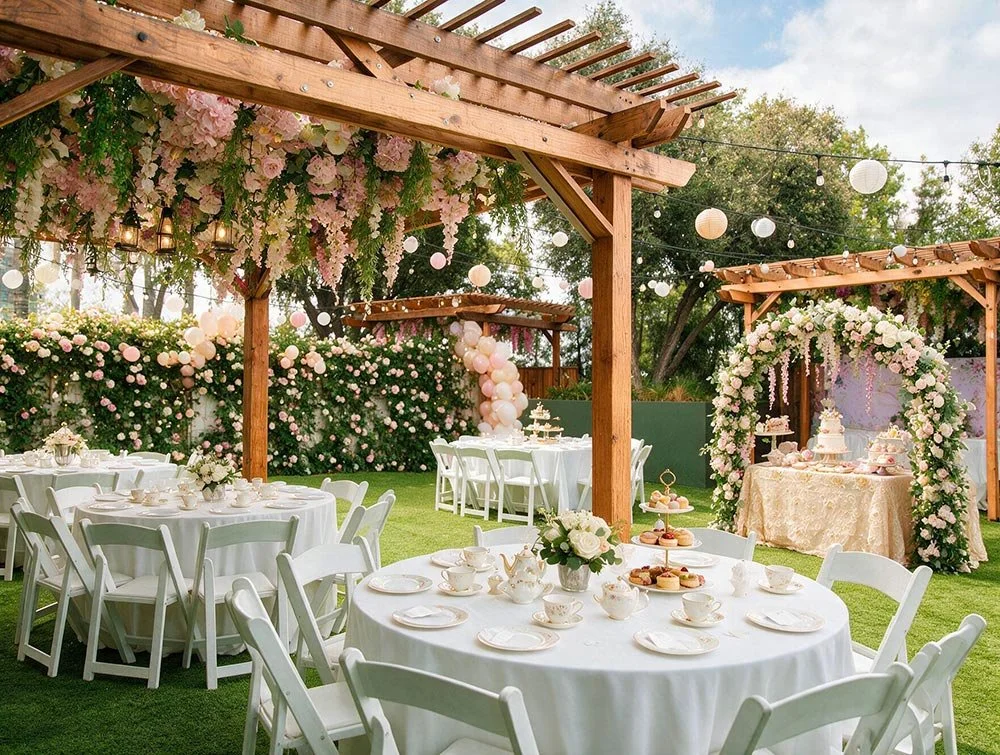 venue set for tea party bridal shower