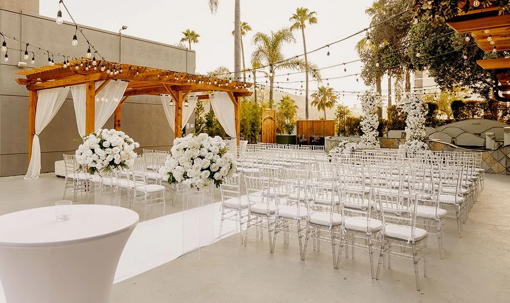 courtyard set up for a wedding