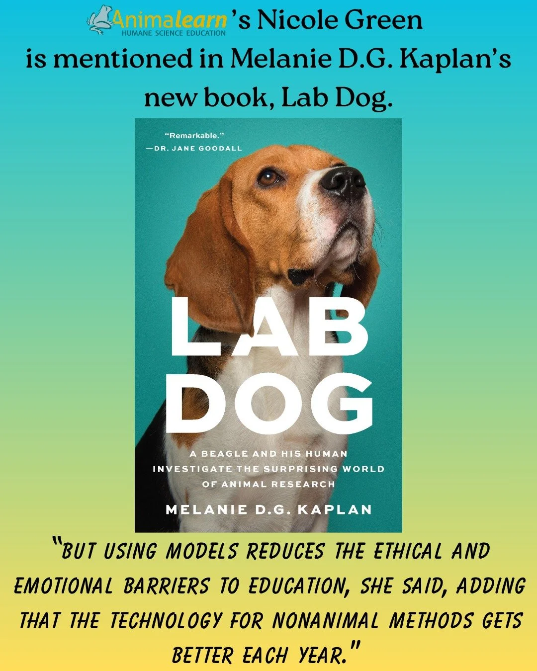 #Animalearn's own Nicole Green is mentioned in @melaniedgkaplan.insta's  new book, Lab Dog, but the real star is Hammy!🐶 If you're local to #Philly, meet the author this Saturday, 11/22 at the #RittenhouseSquare Barnes &amp; Noble at 1:00 PM.  @lab_