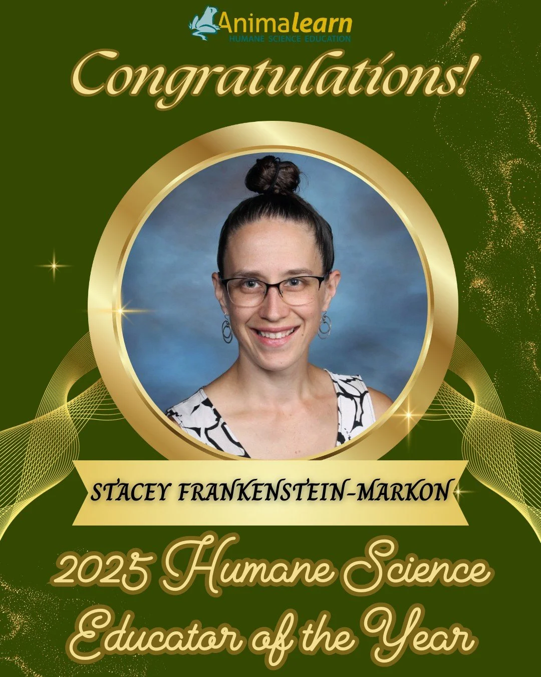 Congratulations to Stacey Frankenstein-Markon, #Animalearn's 2025 #Humane #Science #Educator of the Year Winner! @oshkosh_north_official @staceyfmarkon 

#humanescience #humaneeducation #teachers #scienceeducation #dissectiondoesntcutit #putthelifeba