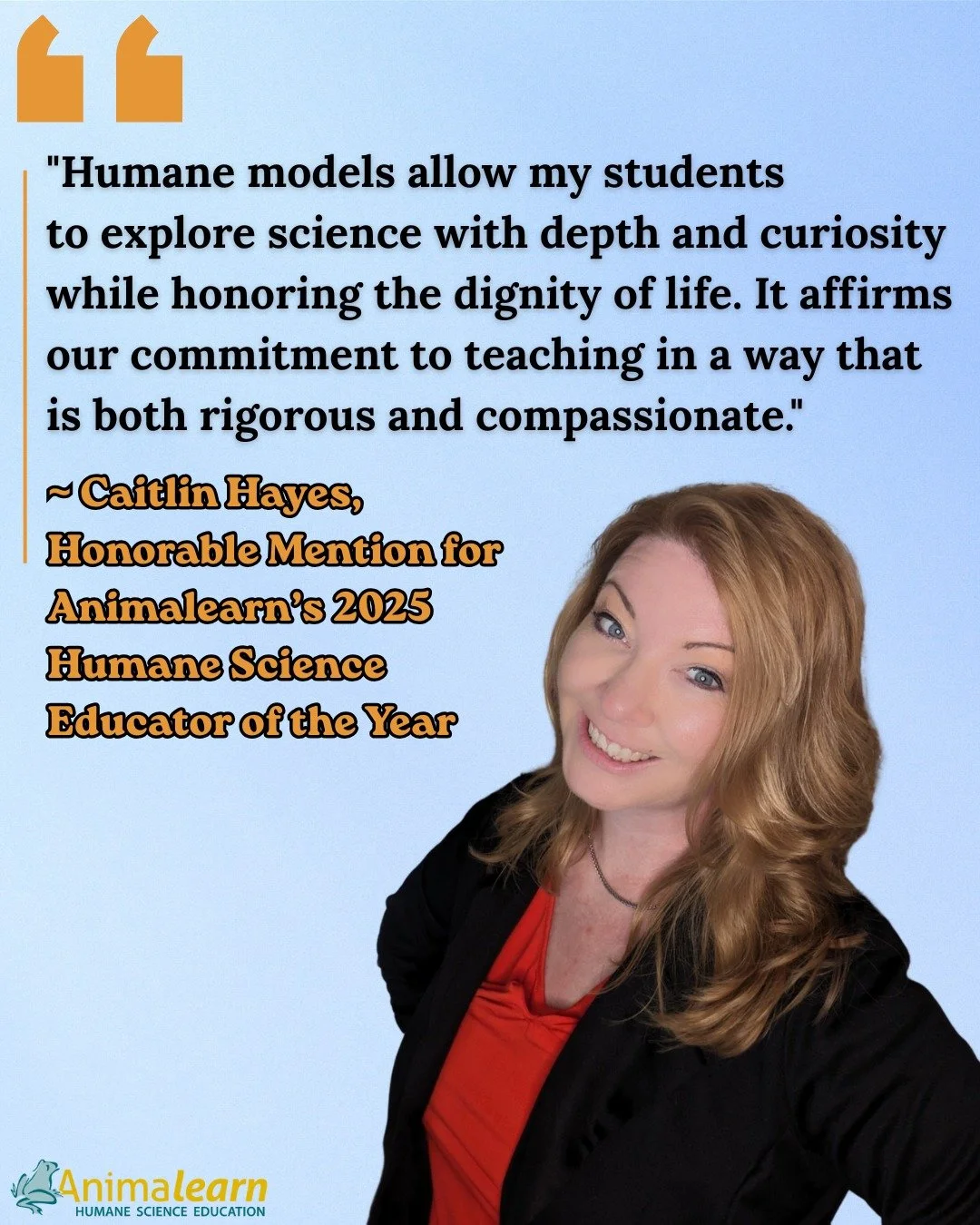 #WednesdayWisdom from Animalearn's 2025 #Humane #Science #Educator of the Year Honorable Mention, Caitlin Hayes. @sjastingraysvb 

#humanescience #humaneeducation #teachers #scienceeducation #dissectiondoesntcutit #putthelifebackinlifescience #animal