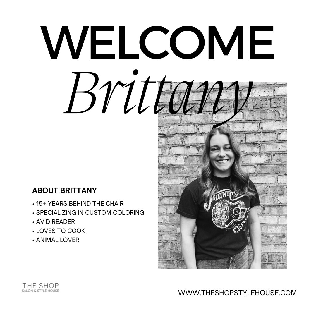 Welcome @BrittanyNovakHairstylist to The Shop Salon and Style House!⠀⠀⠀⠀⠀⠀⠀⠀⠀
⠀⠀⠀⠀⠀⠀⠀⠀⠀
We are so happy to have Brittany as a wonderful addition! ⠀⠀⠀⠀⠀⠀⠀⠀⠀
⠀⠀⠀⠀⠀⠀⠀⠀⠀
✨ Days You can find her behind the chair⠀⠀⠀⠀⠀⠀⠀⠀⠀
⠀⠀⠀⠀⠀⠀⠀⠀⠀
T - 10-8⠀⠀⠀⠀⠀⠀⠀⠀⠀
W - 3-