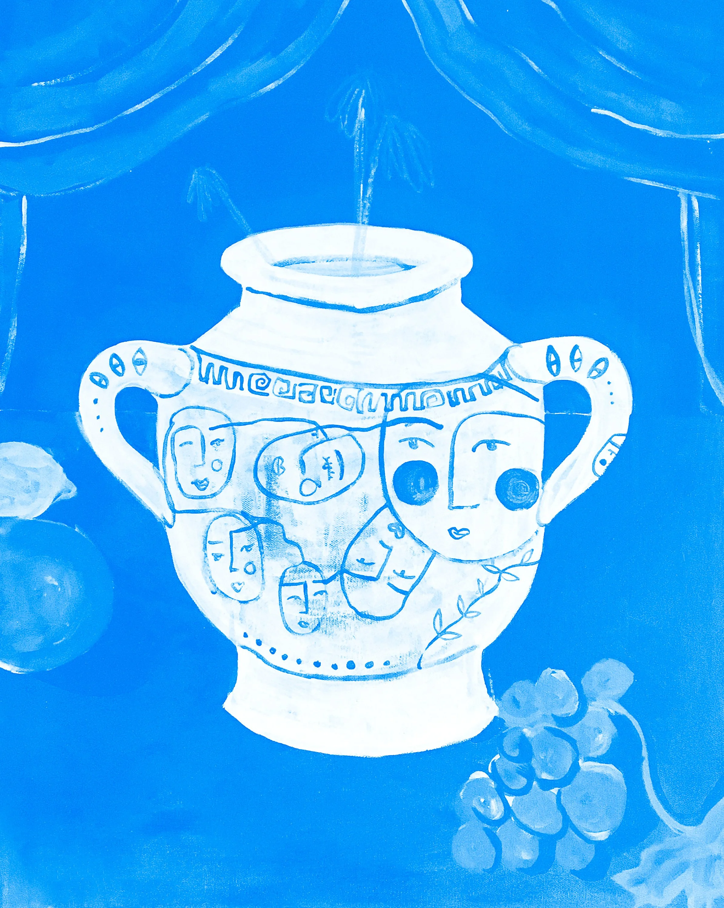 Cerulean Face Vase