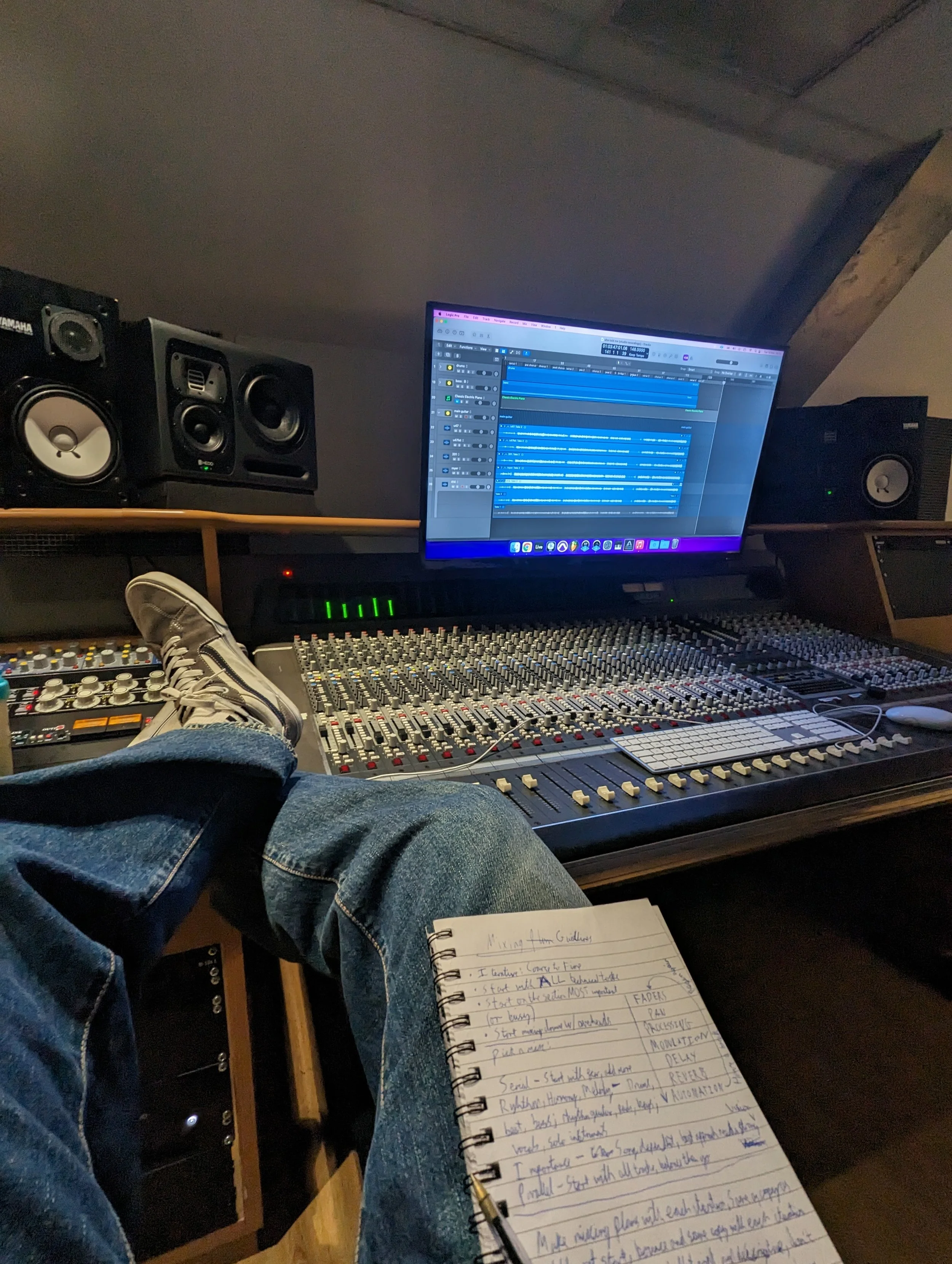 making notes for mixing during