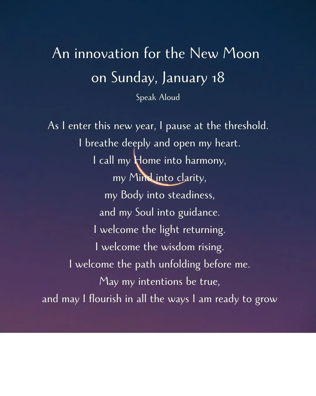 New Moon January 18, 2026