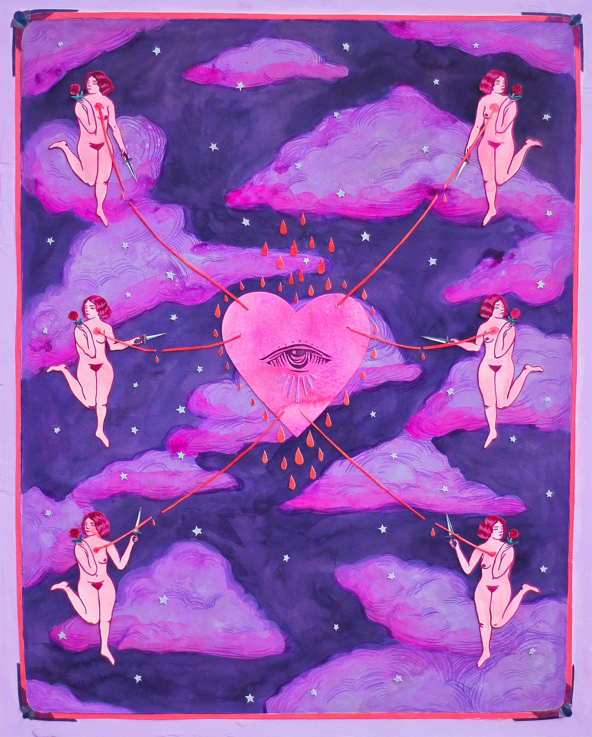 Necessity of Sorrow, 2021, 24x30"
Acrylic, colored pencil & collage on paper, mounted to wood panel.