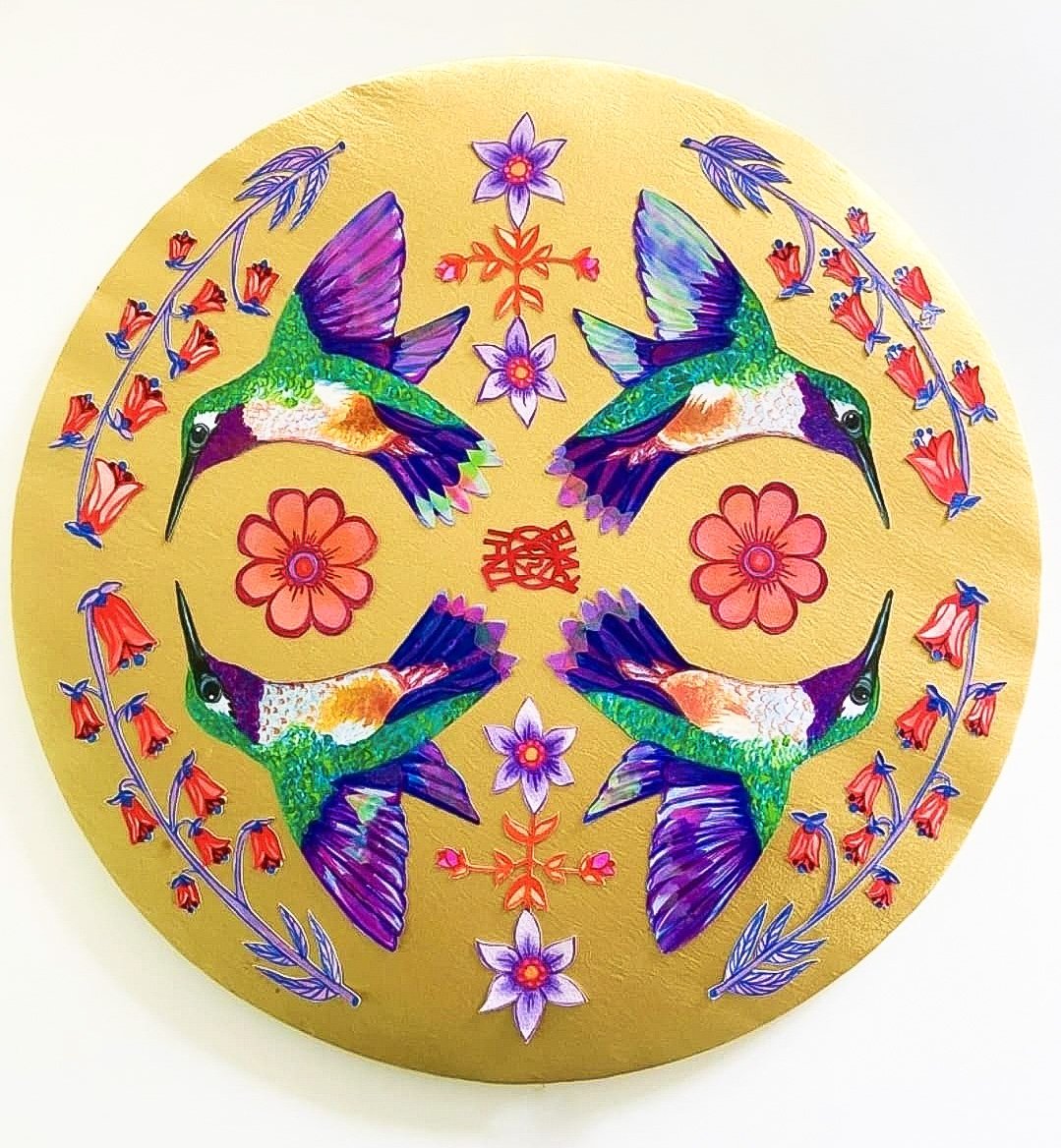 Joy Sigil Shield, 2021, 20x20"
Acrylic & mylar on paper, mounted to satin fabric, stretched on panel.