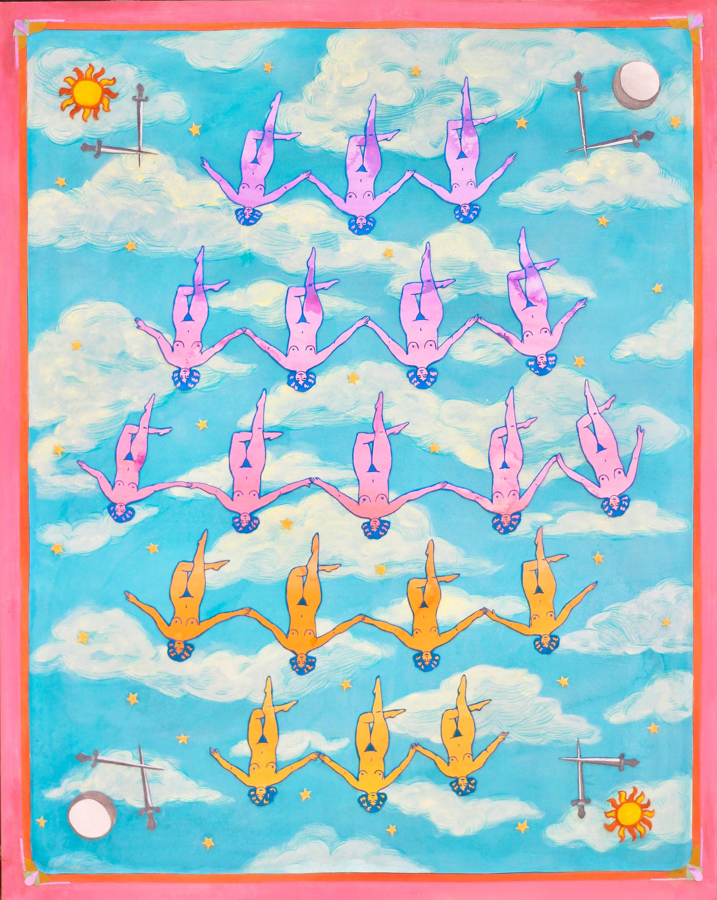 The World, Suspended, 2021, 24x30"
Acrylic, colored pencil & collage on paper, mounted to wood panel.