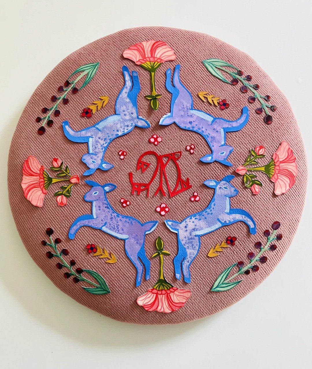 Love Sigil Shield, 2021, 12x12"
Acrylic on paper, mounted to knit fabric, stretched on panel.