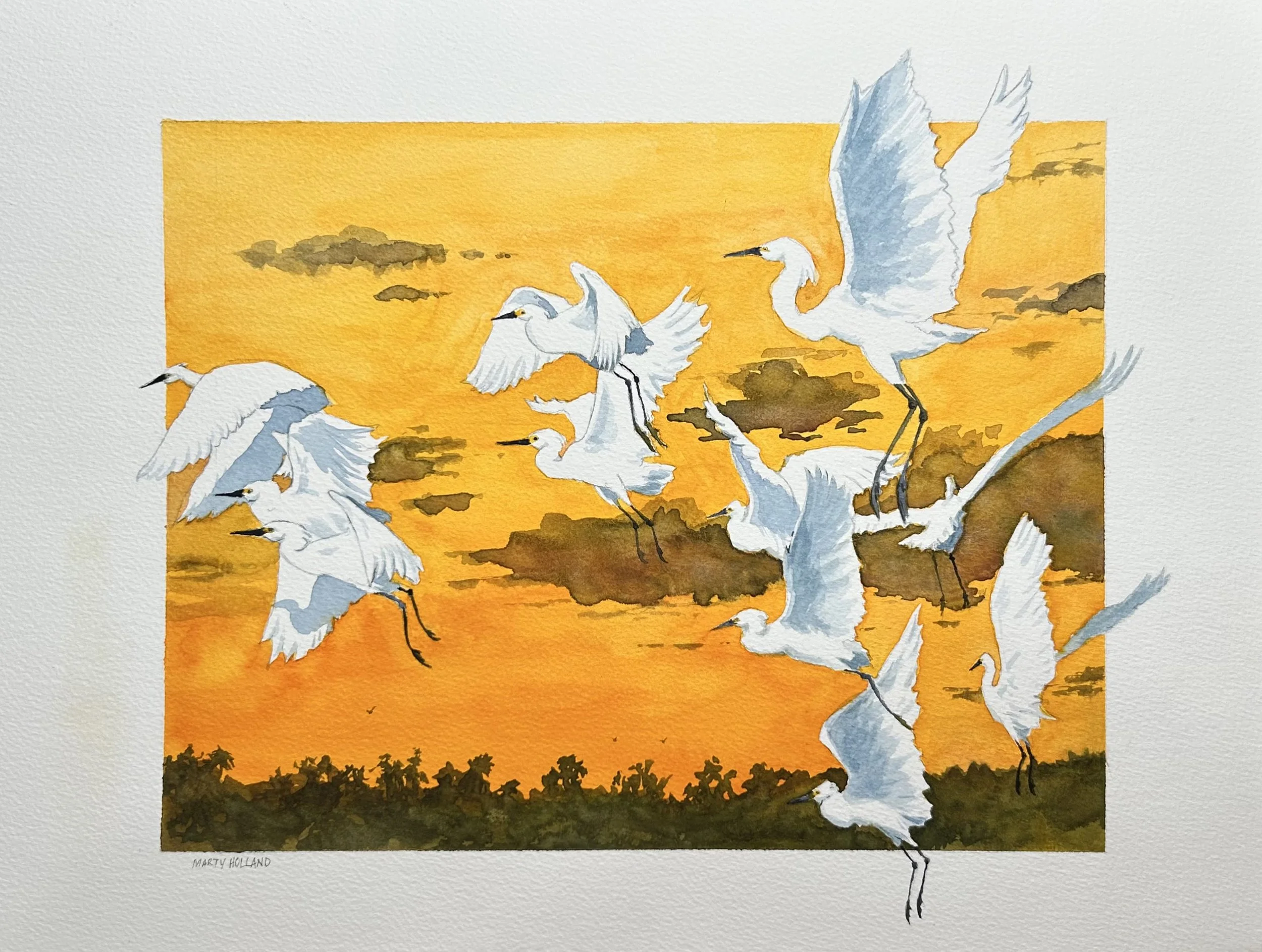 Evening Flight - Starting at $26, introduce a touch of elegance to your space with this stunning canvas print. Perfect for nature lovers, this art piece captures a serene sunset scene with graceful birds in flight. Imagine it hanging in your living r