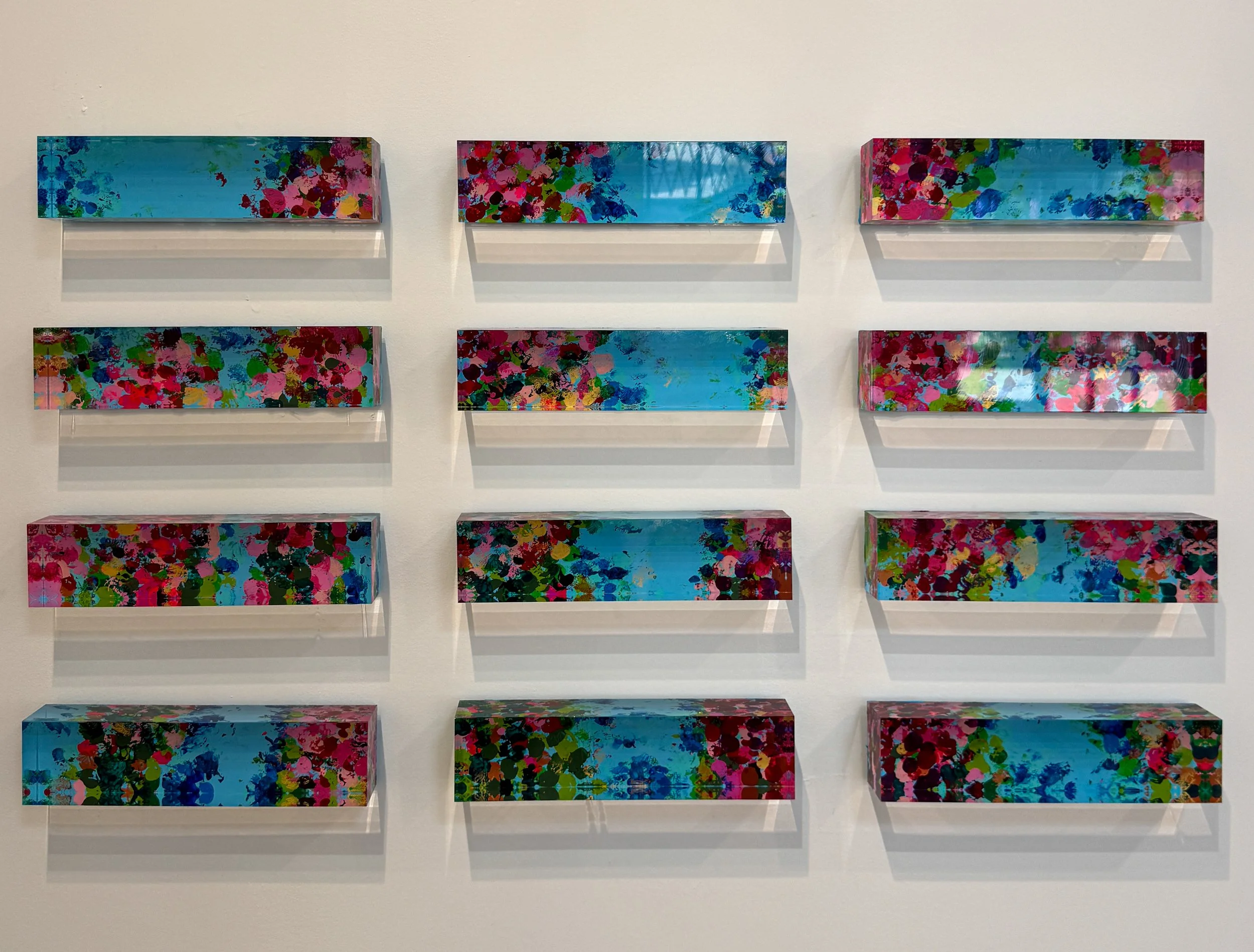 MID-DAY BLOOM, Acrylic on Acrylic Block, set of 12