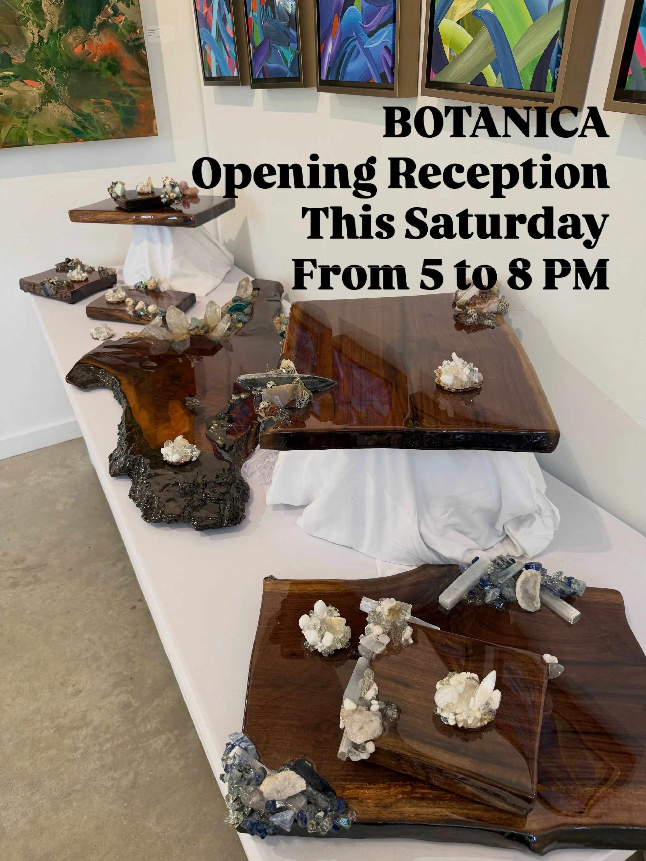 Getting the tablescape ready with my KODAMA boards as we prepare for the BOTANICA opening reception this Saturday at 5 PM. These handcrafted boards make the perfect foundation for an evening of beautiful food, conversation, and Art.

Swipe to see a f