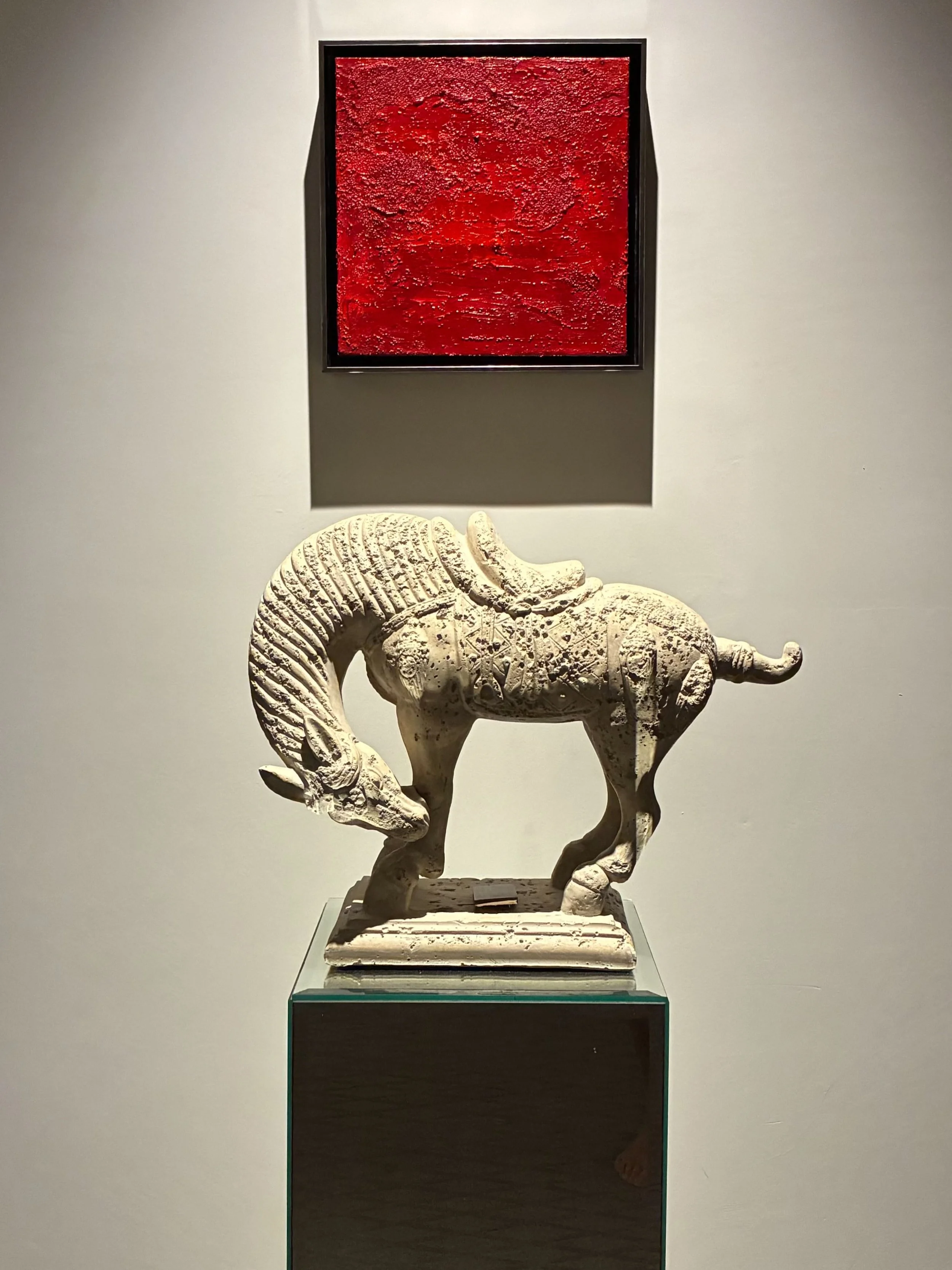 Sometimes the smallest piece can make the biggest impact 🟥. 

Thank you to the collector that has the vision. 

&ldquo;Crimson Undertow,&rdquo; Deborah Hartigan

#smallart #contemporaryart #artinstallation #dallasinteriordesign