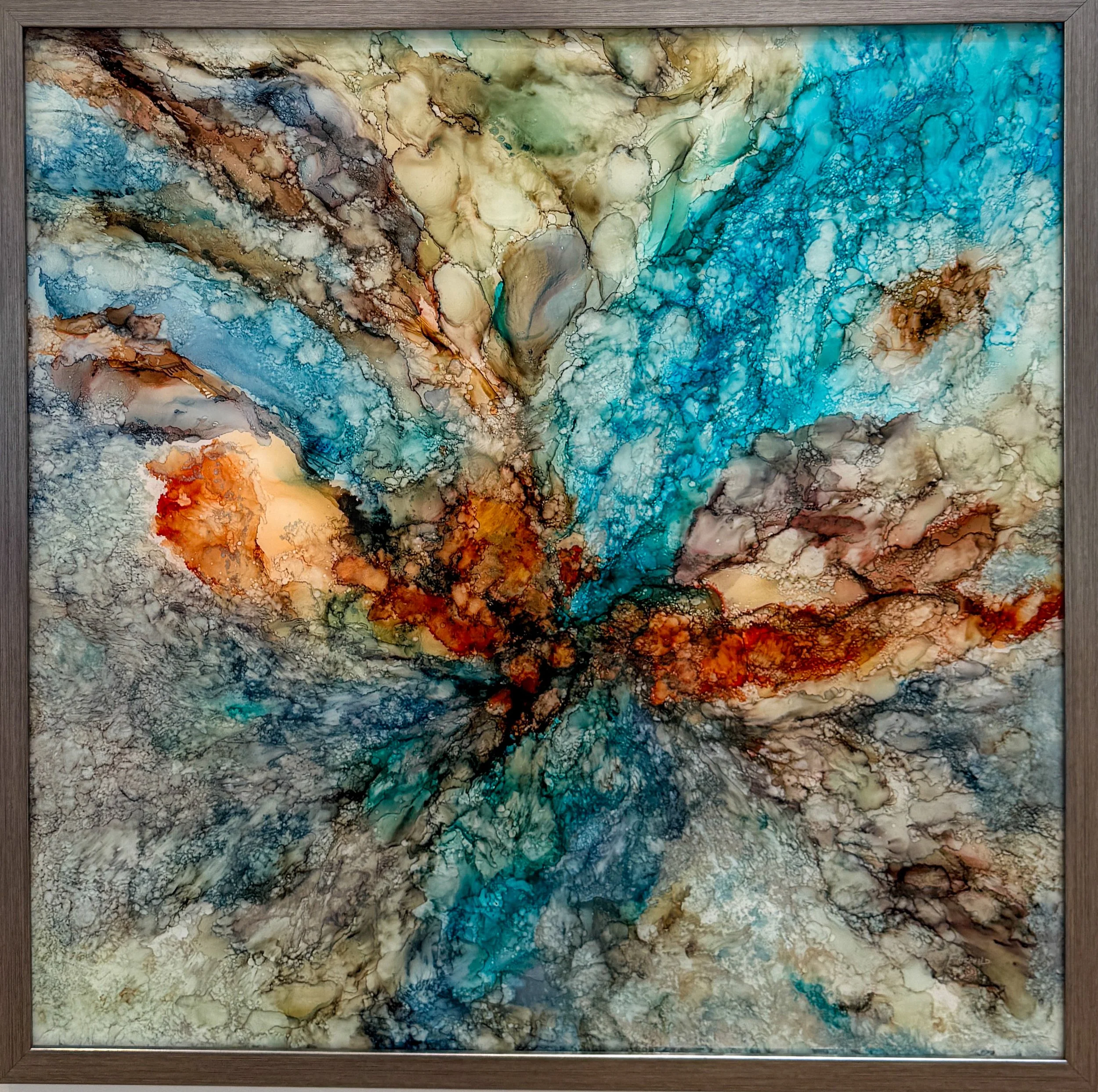 ESSENCE, Mixed Media on Acrylic, 36 x 36'