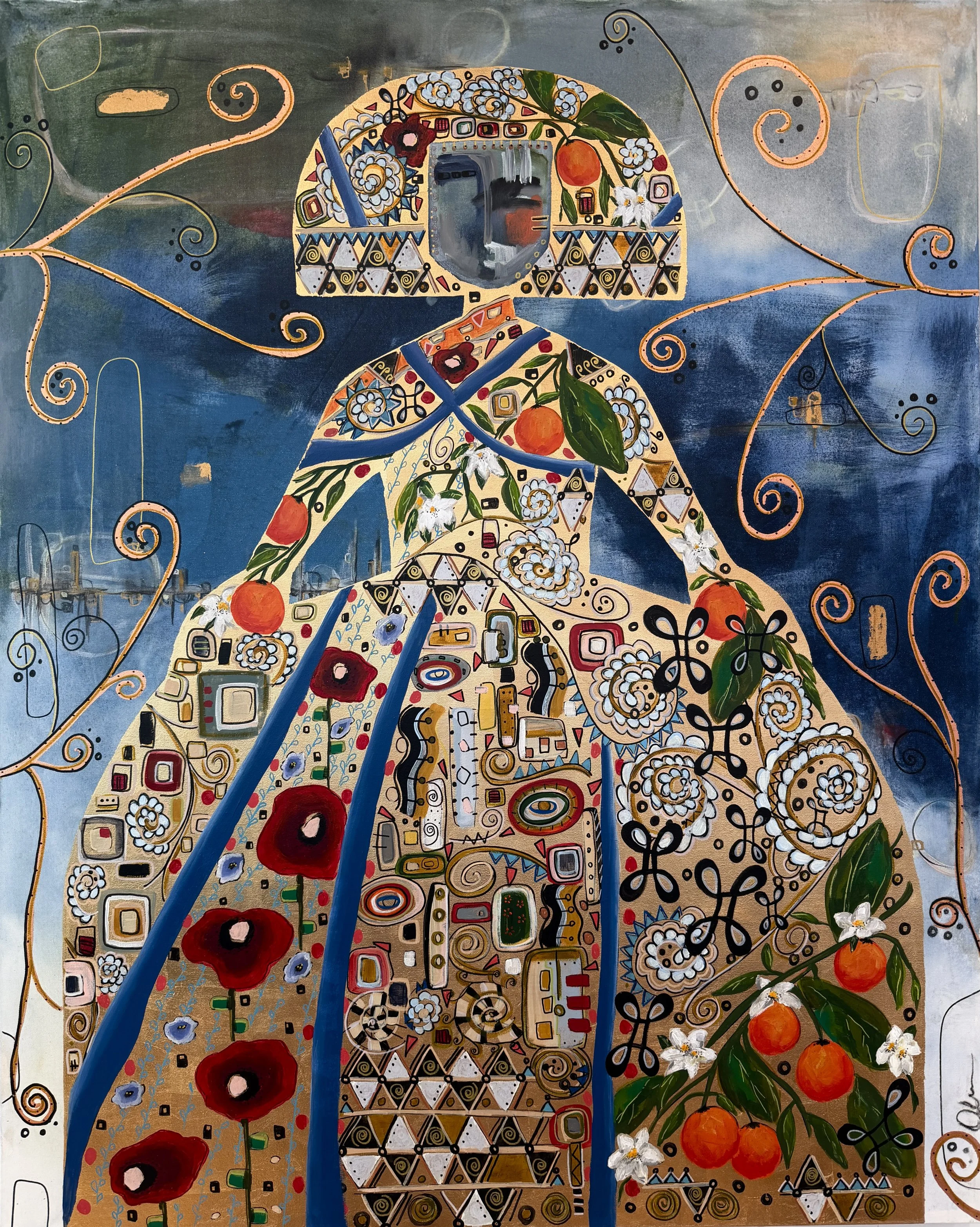 MENINA-HUELLAS DE MEMORIAS , Mixed Media on Canvas, 60 x 60"