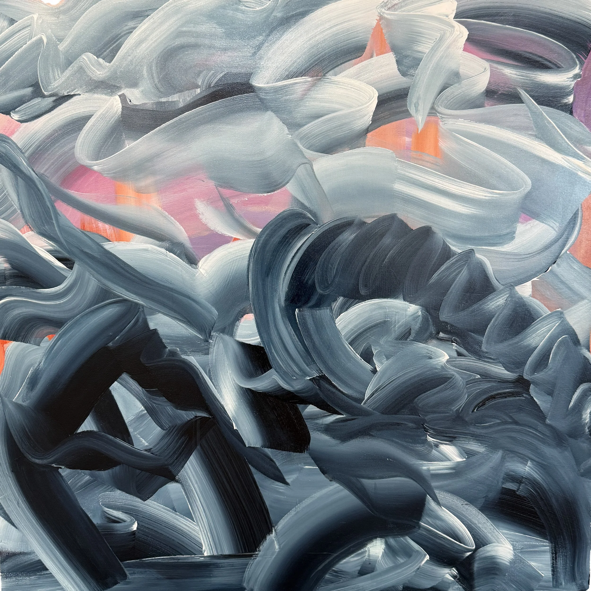 Thermal Tension:  Ember Veil, 36 X 36"