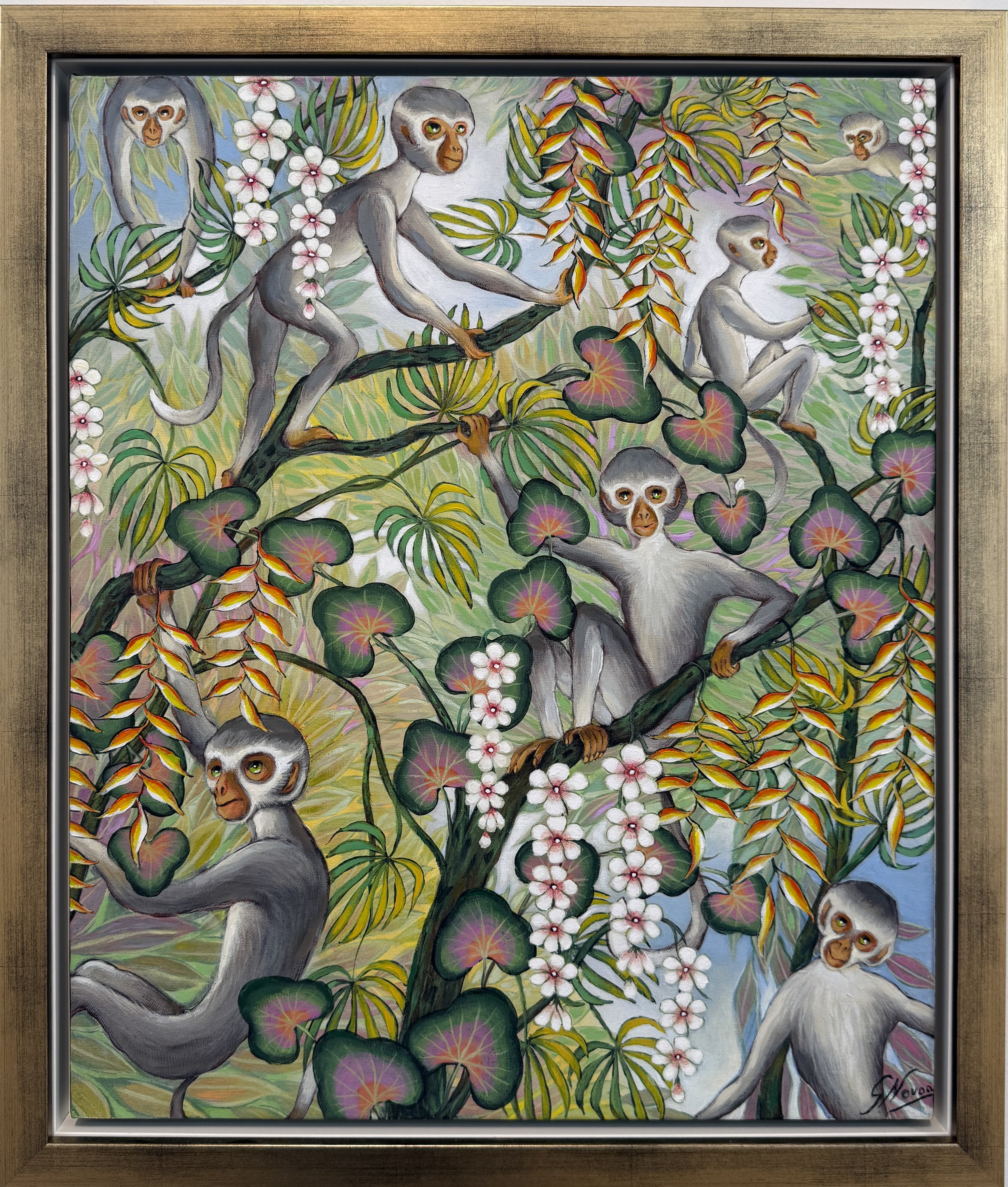 Playful Monkeys, 27 x 23"