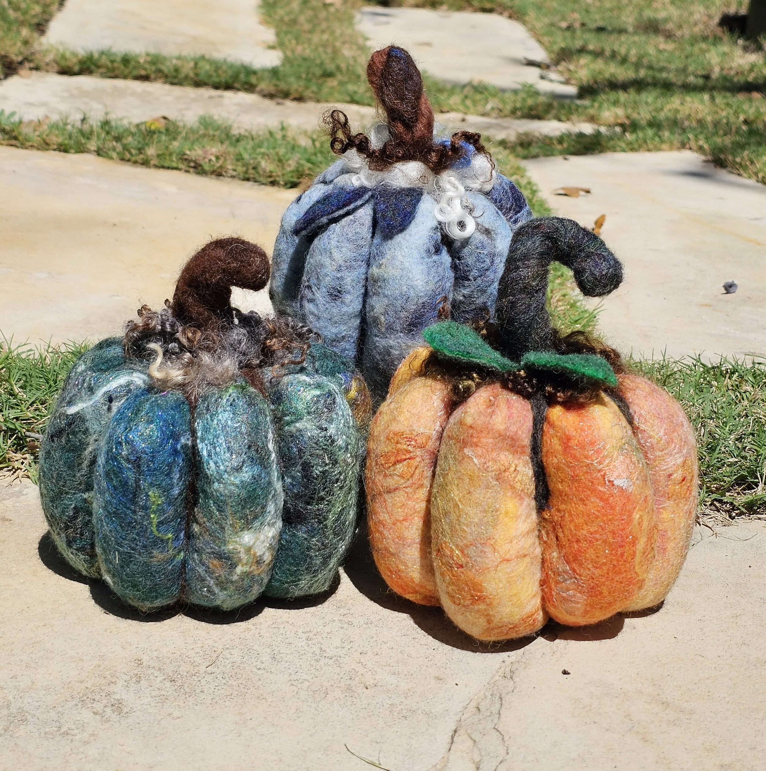 3D Felted Pumpkins
