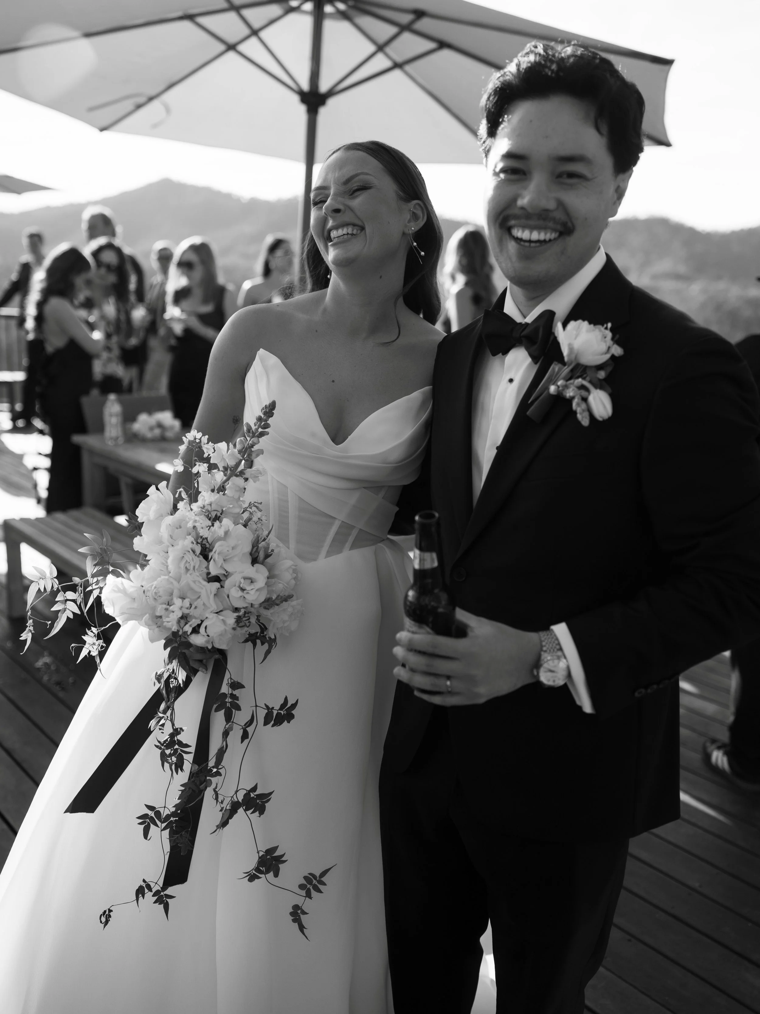 Nobody told them the photos were happening.

That&rsquo;s the point.

Canap&eacute;s is when a wedding stops being an event and starts being a day. Drinks in hand, mountains behind them, surrounded by the people who showed up.

This is what it looks 