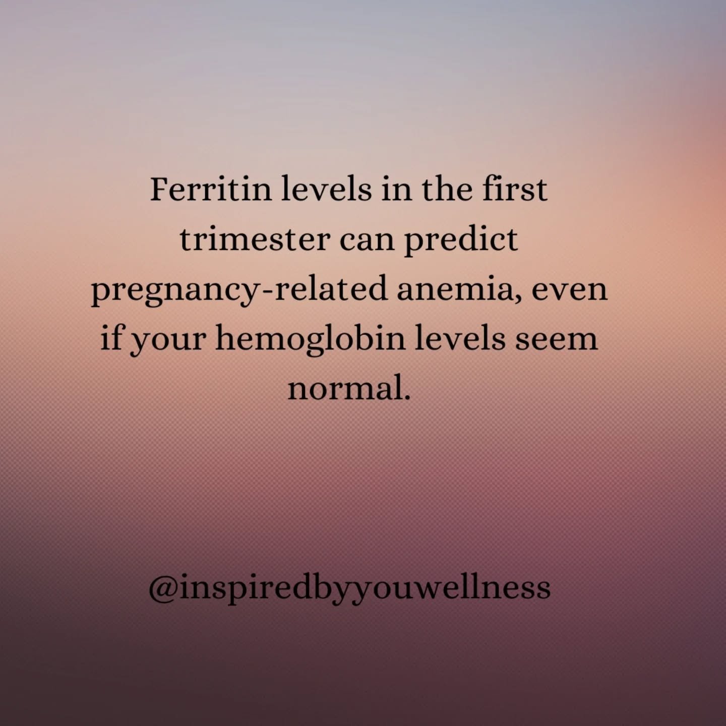 Ferritin levels in the first trimester can predict pregnancy-related anemia, even if your hemoglobin levels seem normal.
@inspiredbyyouwellness
A systematic review found that ferritin levels in the first trimester can effectively predict the risk of 