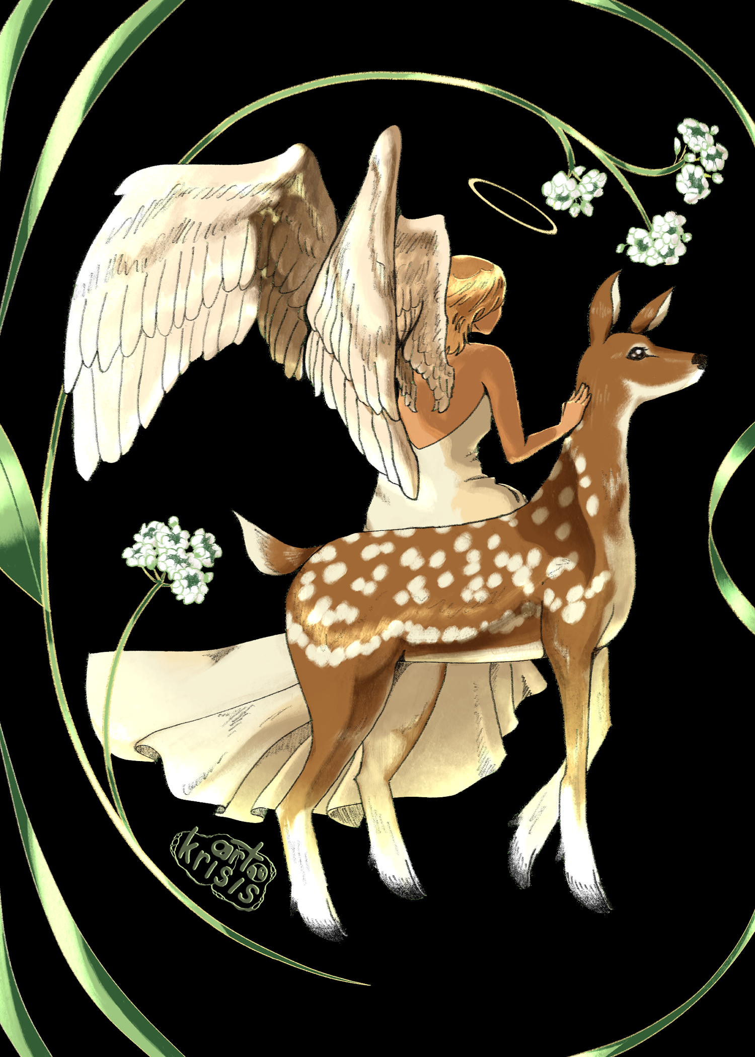 angel deer print
