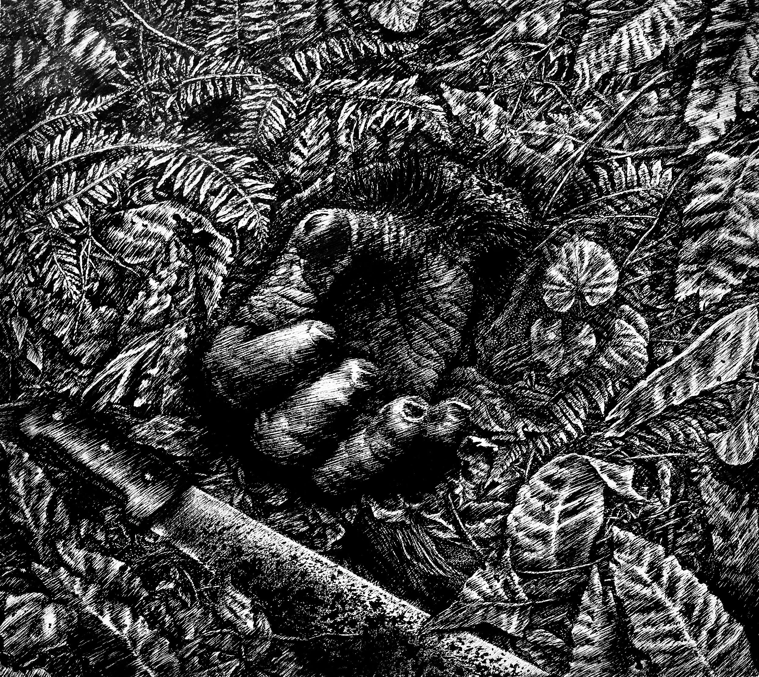 G is for Gorilla, 2014, pen and ink, 9.5 inches by 11 inches.