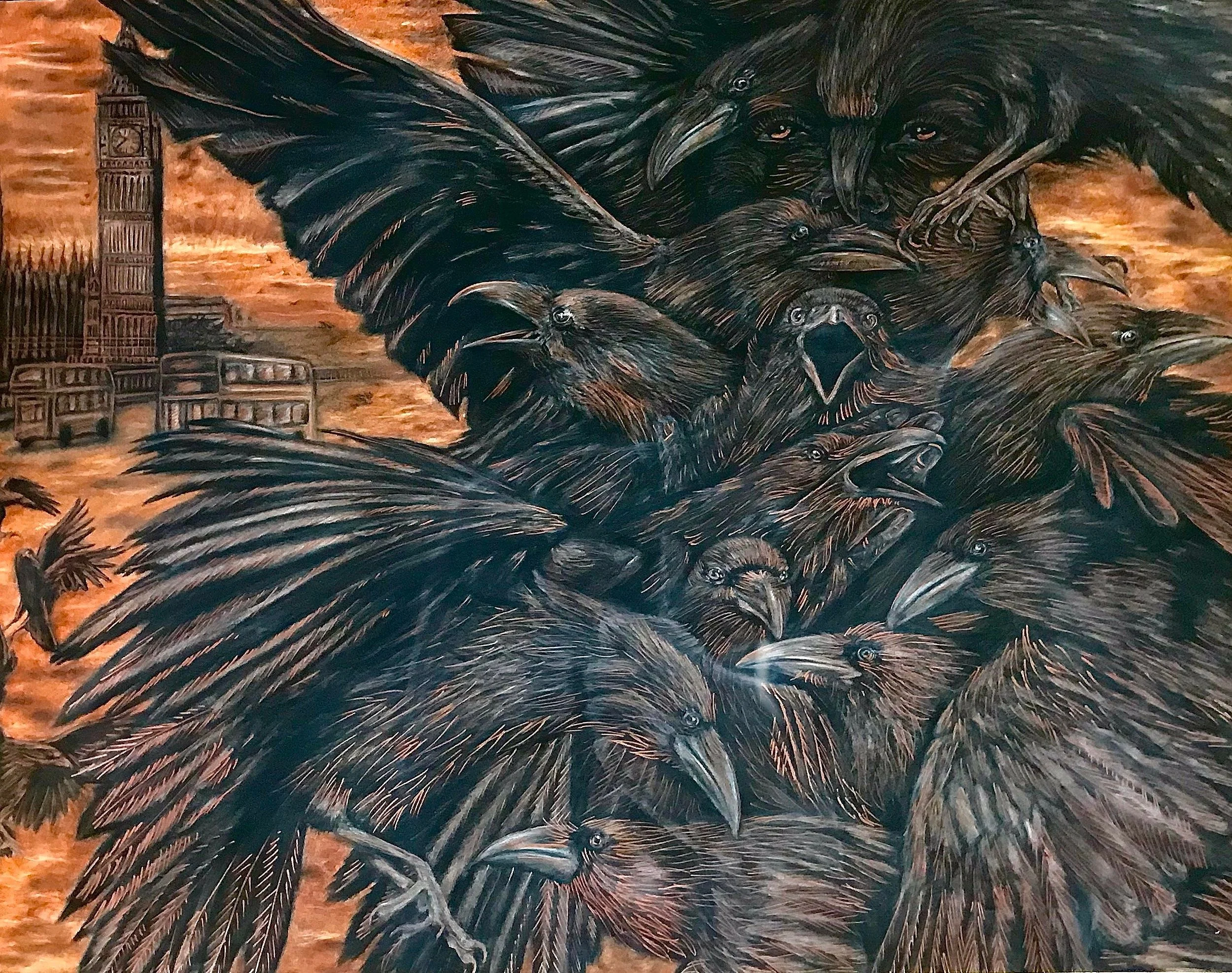 Assumption, 2014, charcoal, pastel, copperleaf, 37.5 inches by 29 inches. 