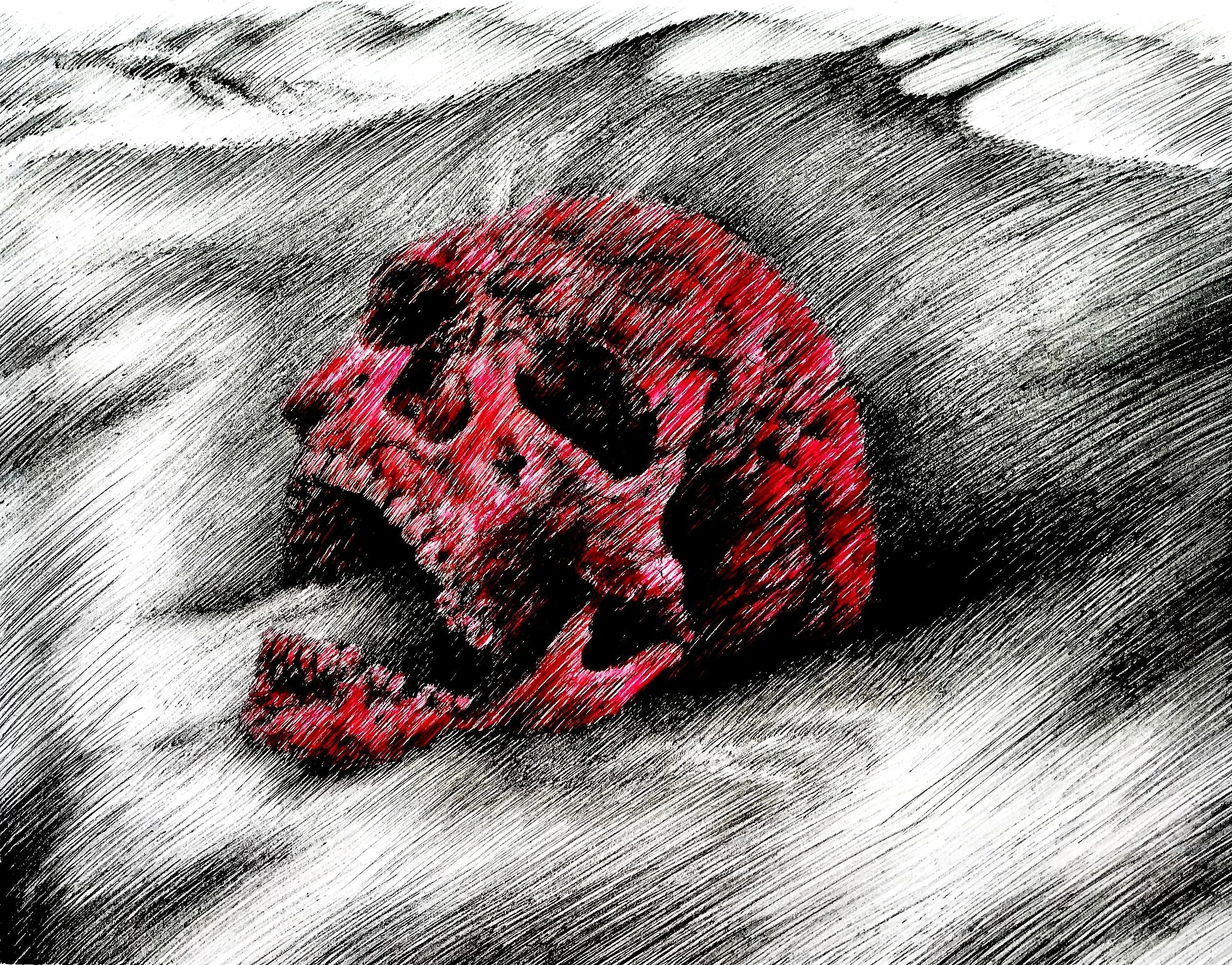 X is for Xtinction, 2021, pen, ink, and watercolor, 9.5 inches by 11 inches. 