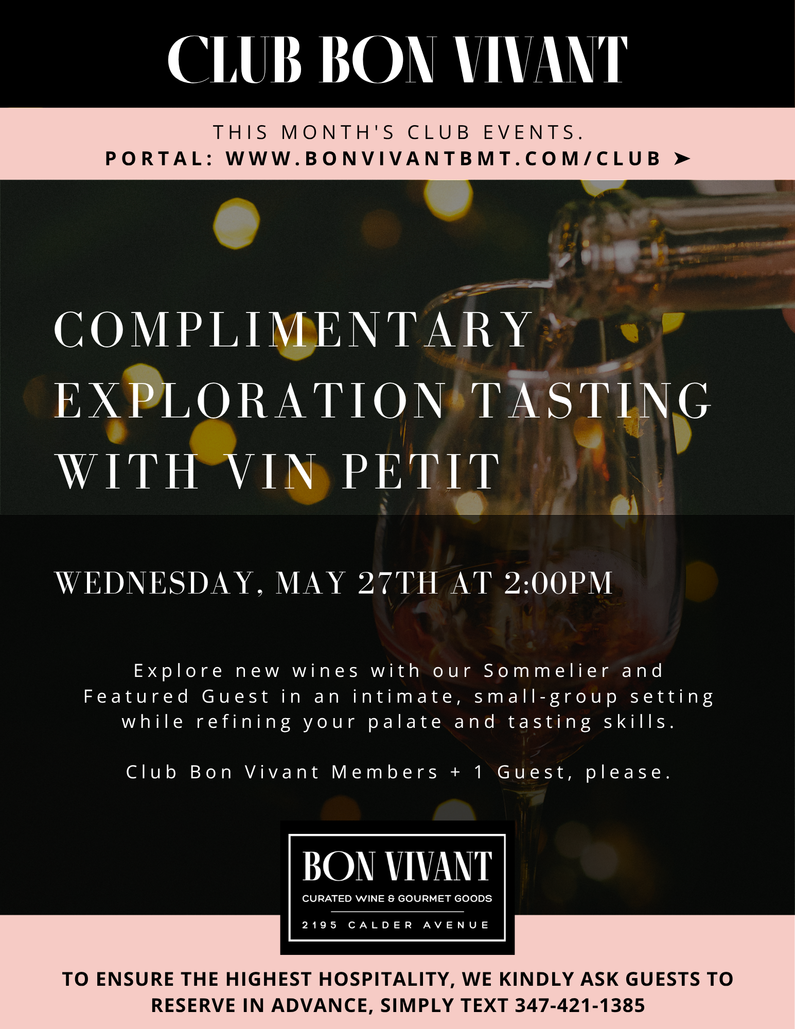 Club Bon Vivant: Complimentary Exploration Tasting with vin PETIT