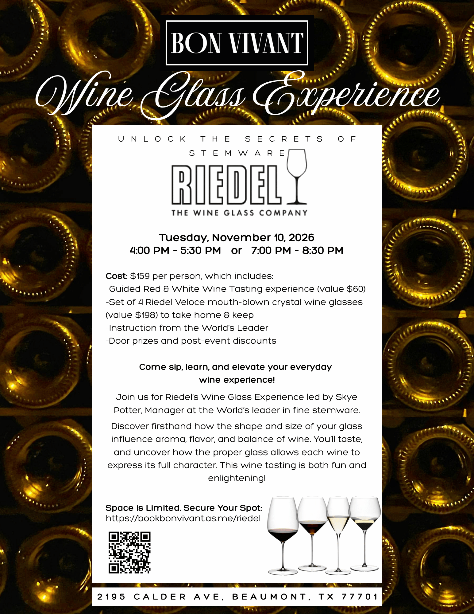 Riedel Wine Glass Experience (Early Evening Session)