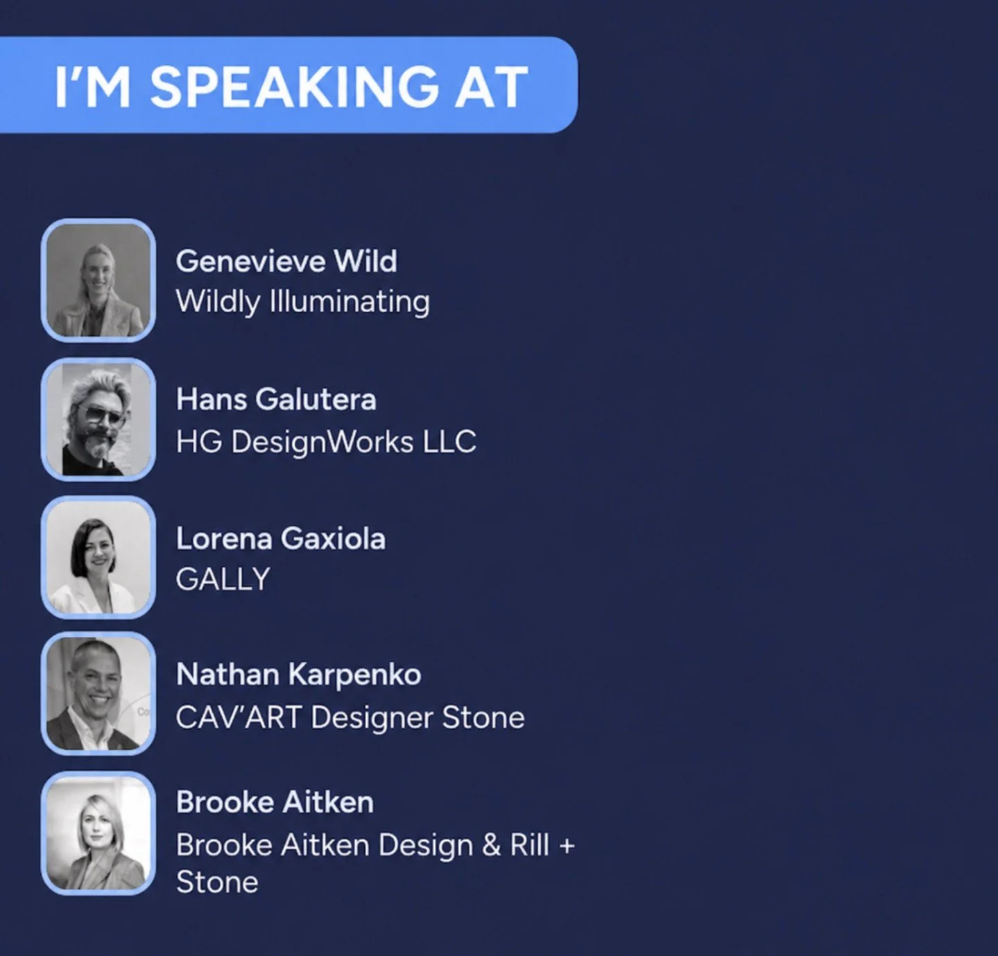 We&rsquo;re excited to share that Genevieve Wild will be speaking at the upcoming Kitchen &amp; Bath Show on the panel:

&ldquo;The New Luxury in Kitchens &amp; Bathrooms: Personalisation, Performance &amp; Future Trends.&rdquo;

Joining moderator, G
