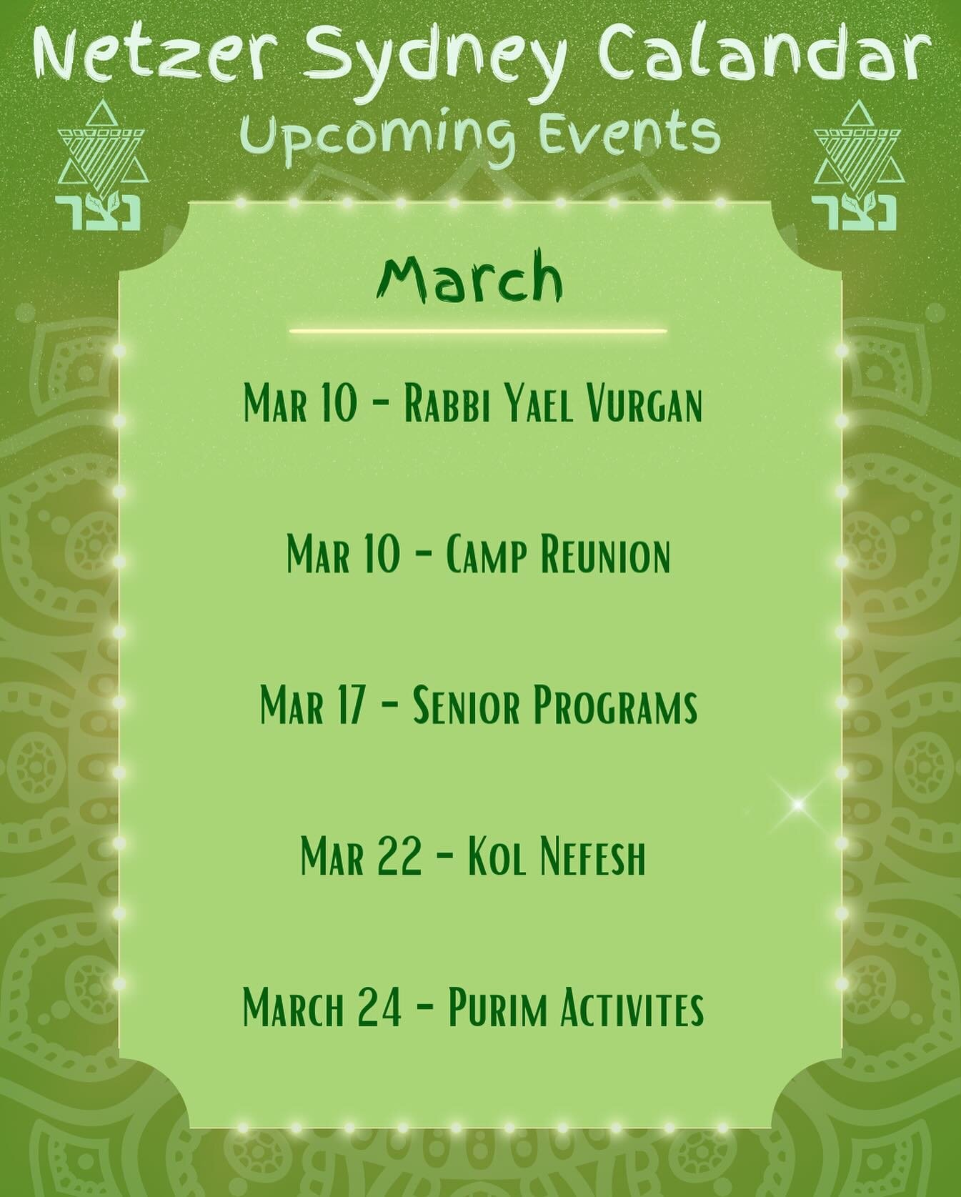 Here are the netzer events for March! 💚