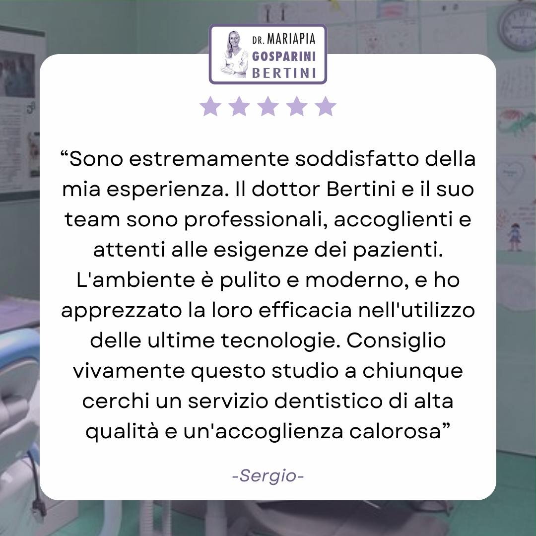 Grazie Sergio per la bella recensione che ci hai lasciato dopo la tua esperienza con noi!🌟

Qui allo Studio Gosparini Bertini siamo sempre pronti a soddisfare le esigenze dei pazienti, ponendoli al centro del servizio 🦷👨🏻&zwj;⚕️

🏥Se anche tu vu