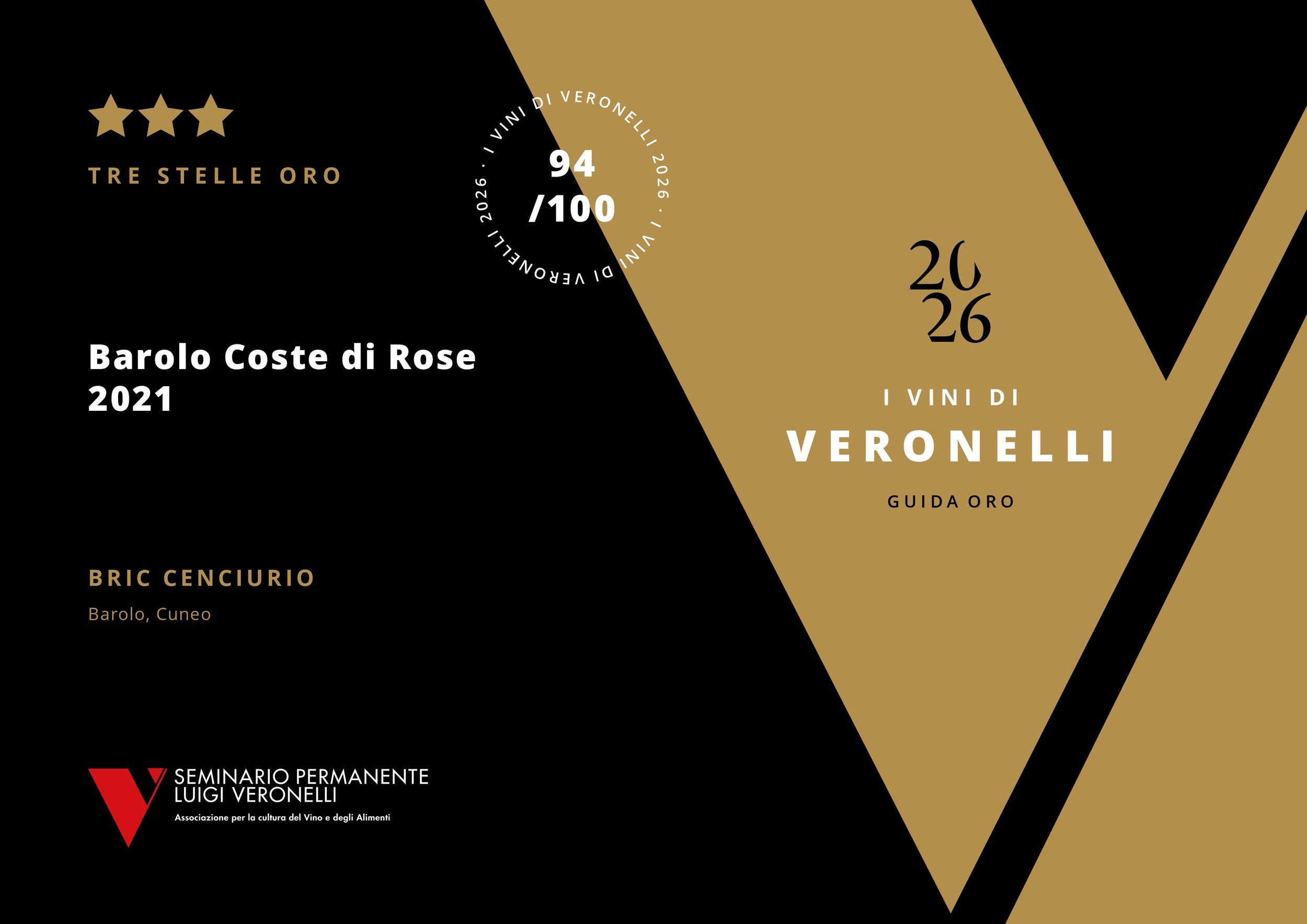 barolo coste di rose 2021 veronelli tre stelle oro 