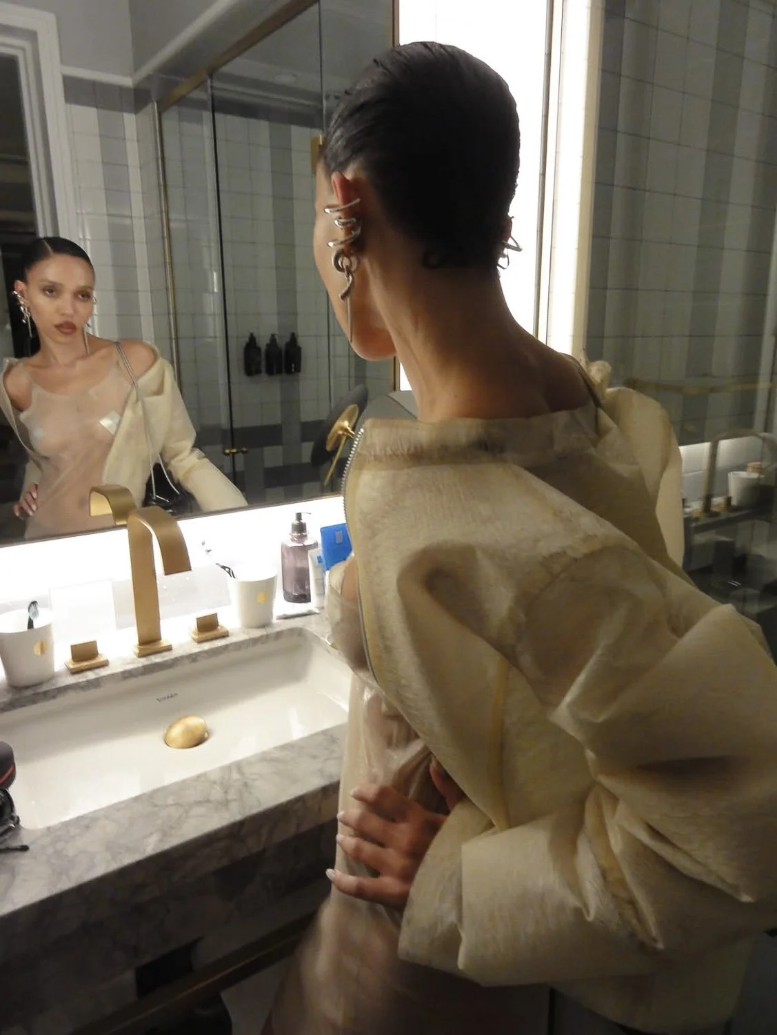 FKA TWIGS in Clear_Latex_Snake_Skin_Mini_Strap_Dress_OMEN'_PATH_by_Janine_Grosche