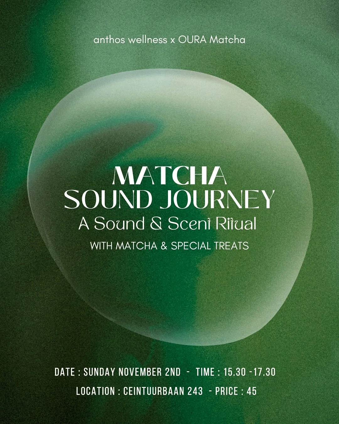 💚 Sound Healing with Matcha Flavors: An immersive wellness experience in collaboration with @ouramatcha 
Join us for a unique and soul-nourishing evening that blends the calming power of sound healing with the vibrant essence of matcha.
In partner
