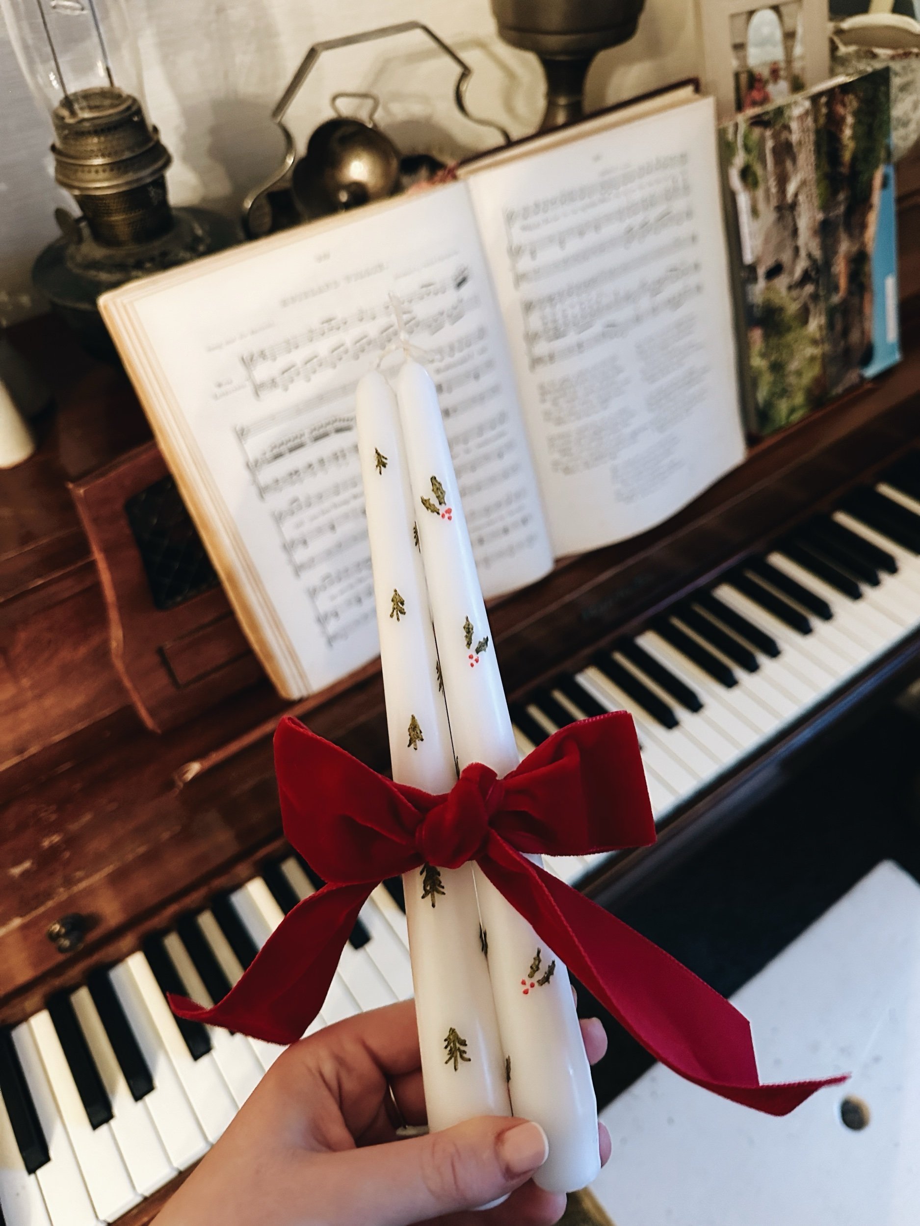 Set of 2 Hand Painted Candles